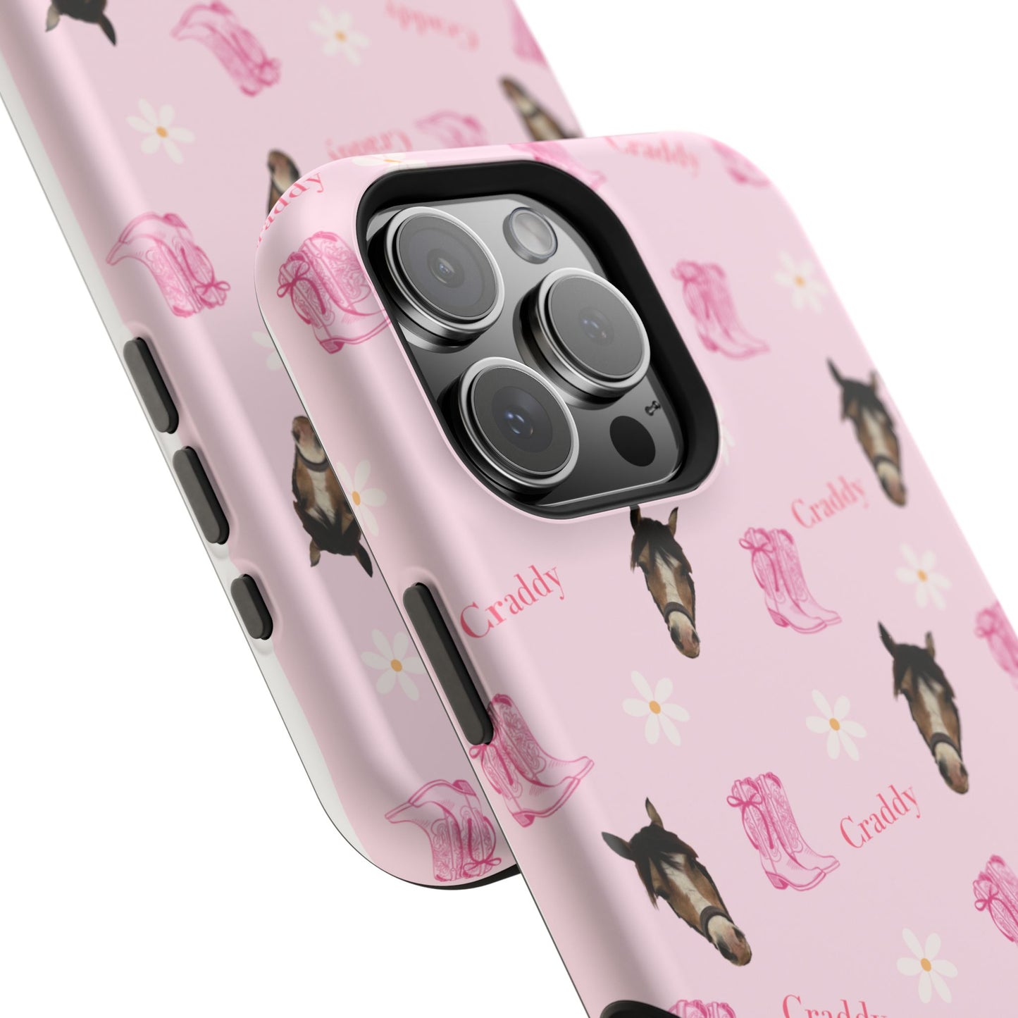 Pink Horse Pattern Magnetic Impact Case — Custom Equestrian iPhone Cover
