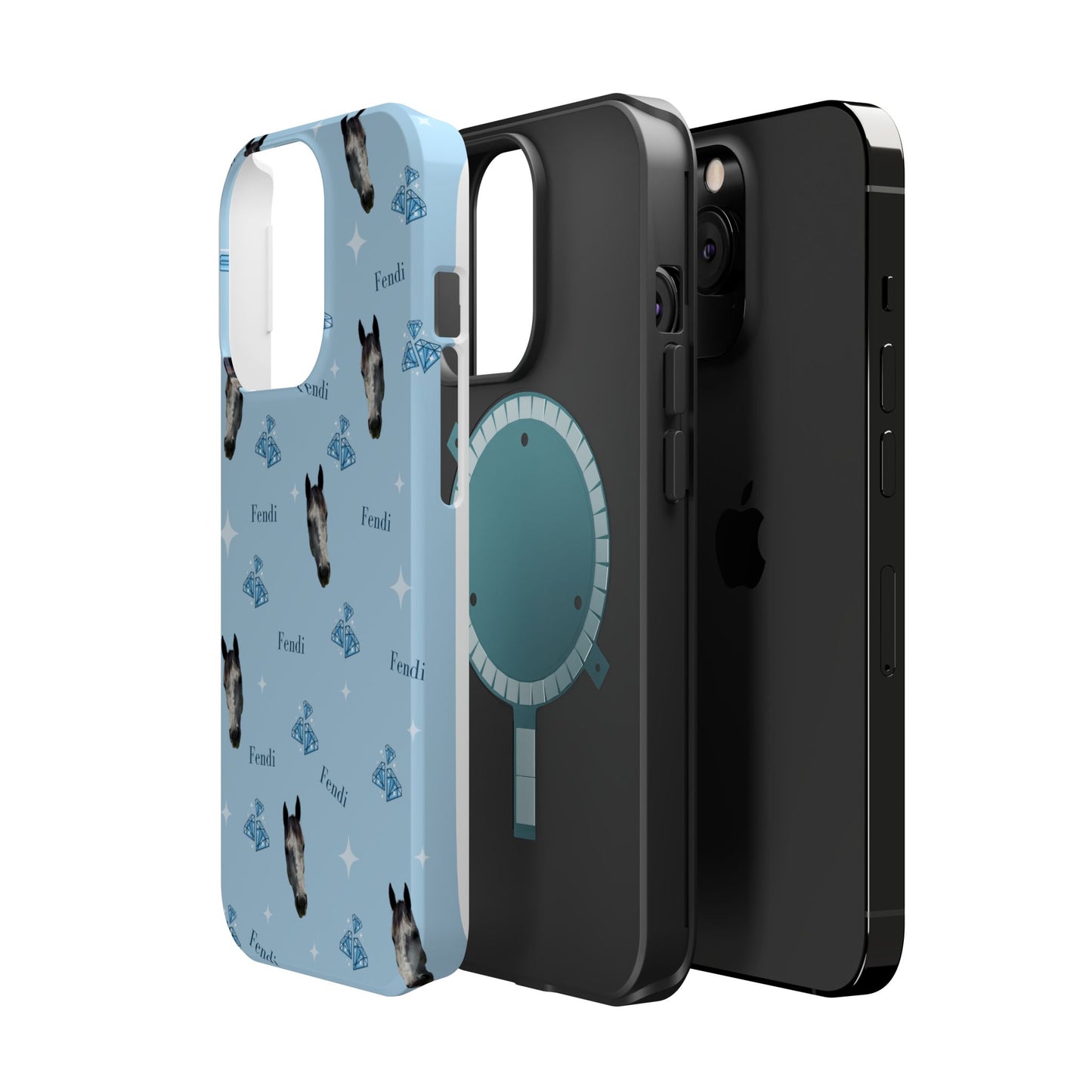 Blue Horse Pattern Magnetic Impact-Resistant Phone Case