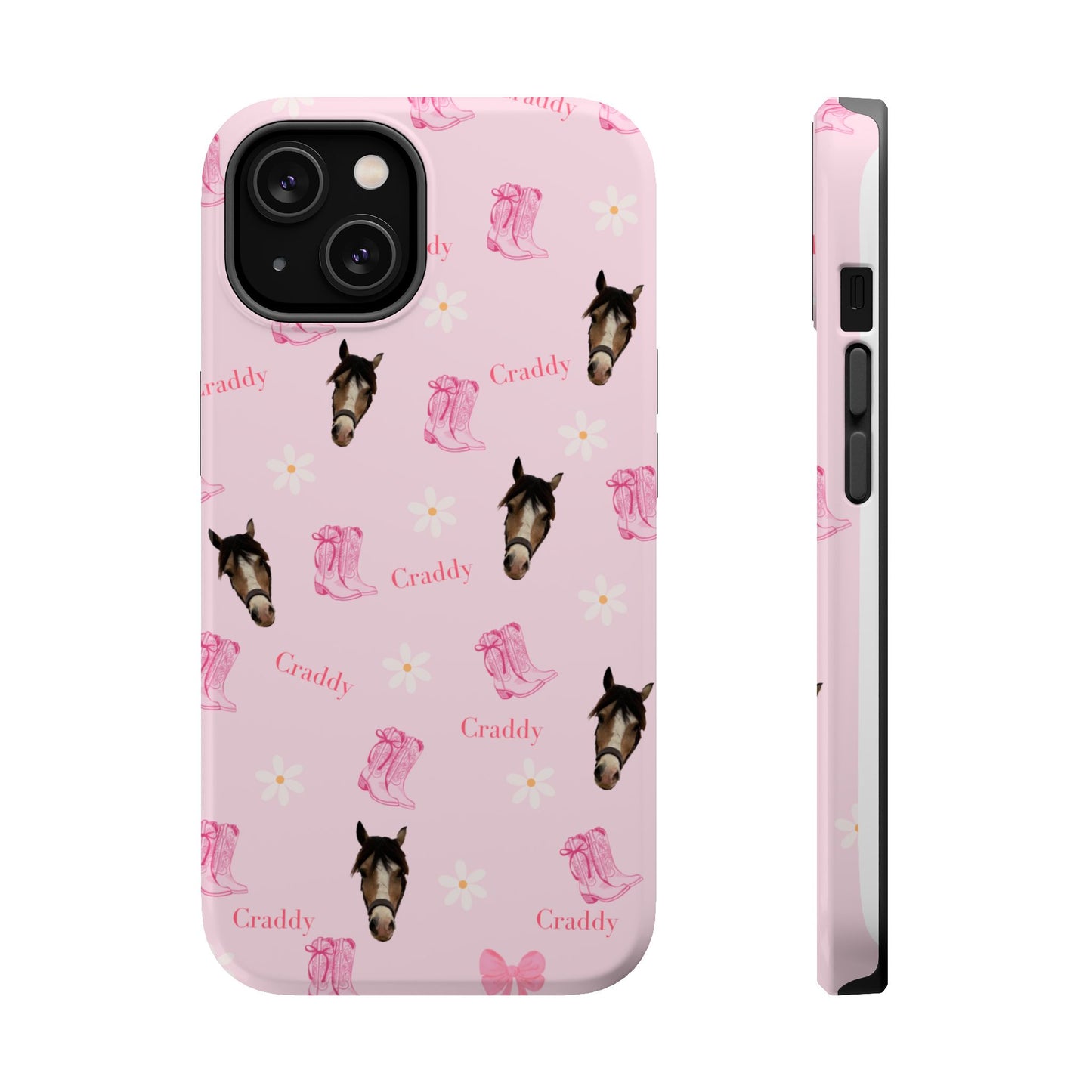 Pink Horse Pattern Magnetic Impact Case — Custom Equestrian iPhone Cover