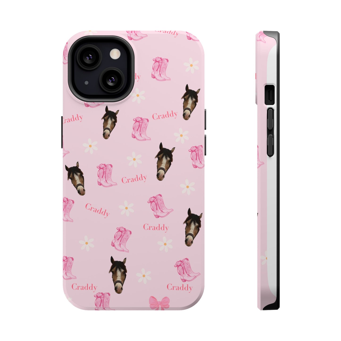 Pink Horse Pattern Magnetic Impact Case — Custom Equestrian iPhone Cover