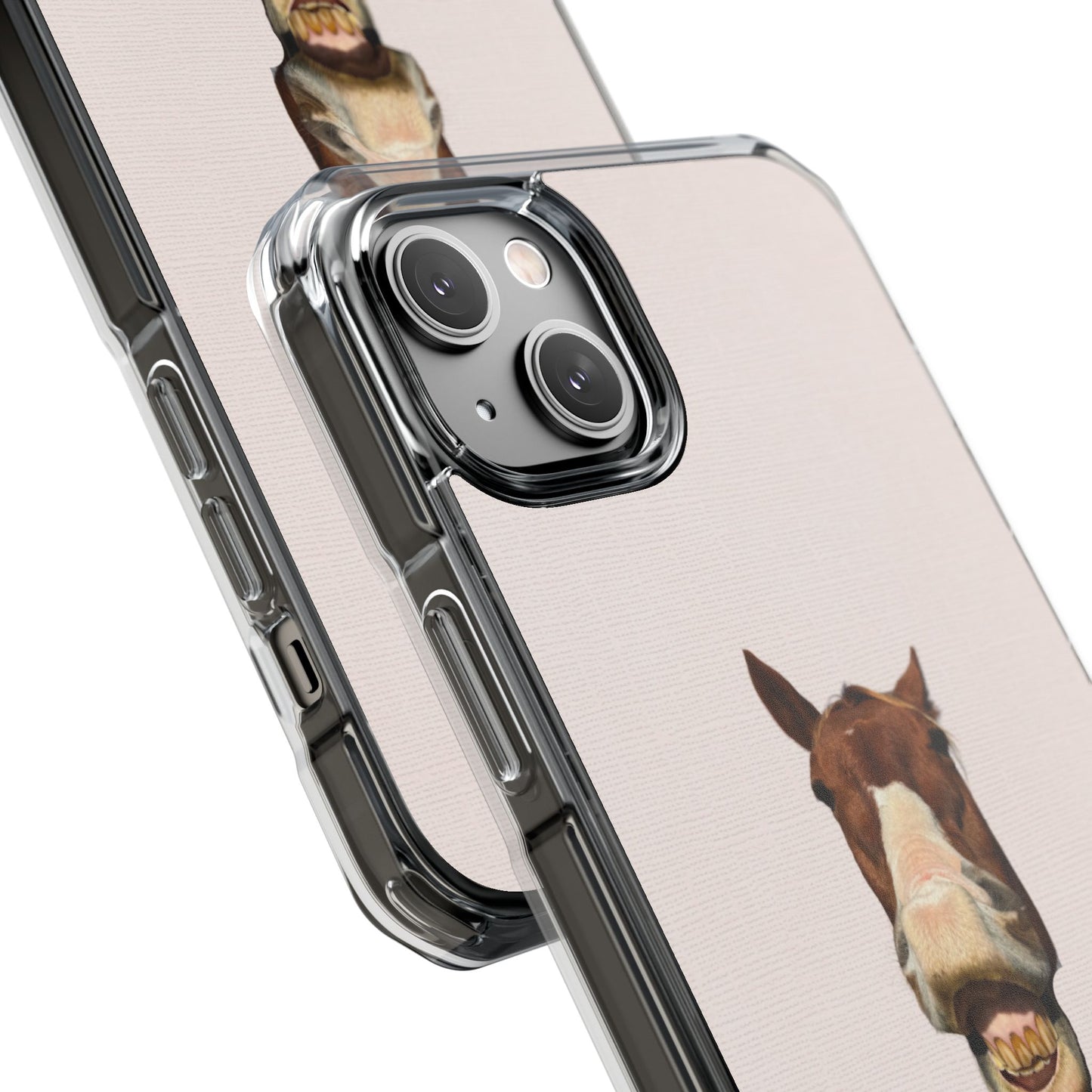 Clear Magnetic Phone Case — Funny Grinning Horse Design