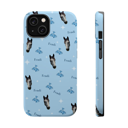 Blue Horse Pattern Magnetic Impact-Resistant Phone Case