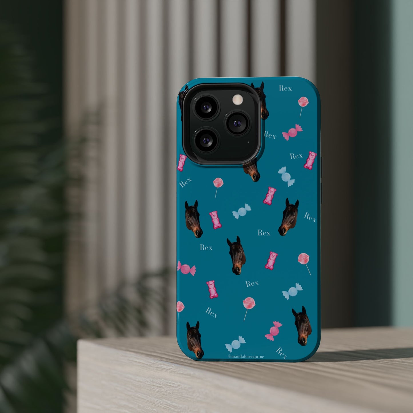 Magnetic Impact-Resistant Phone Case — Teal Doberman Candy Pattern (Protective, Shockproof)