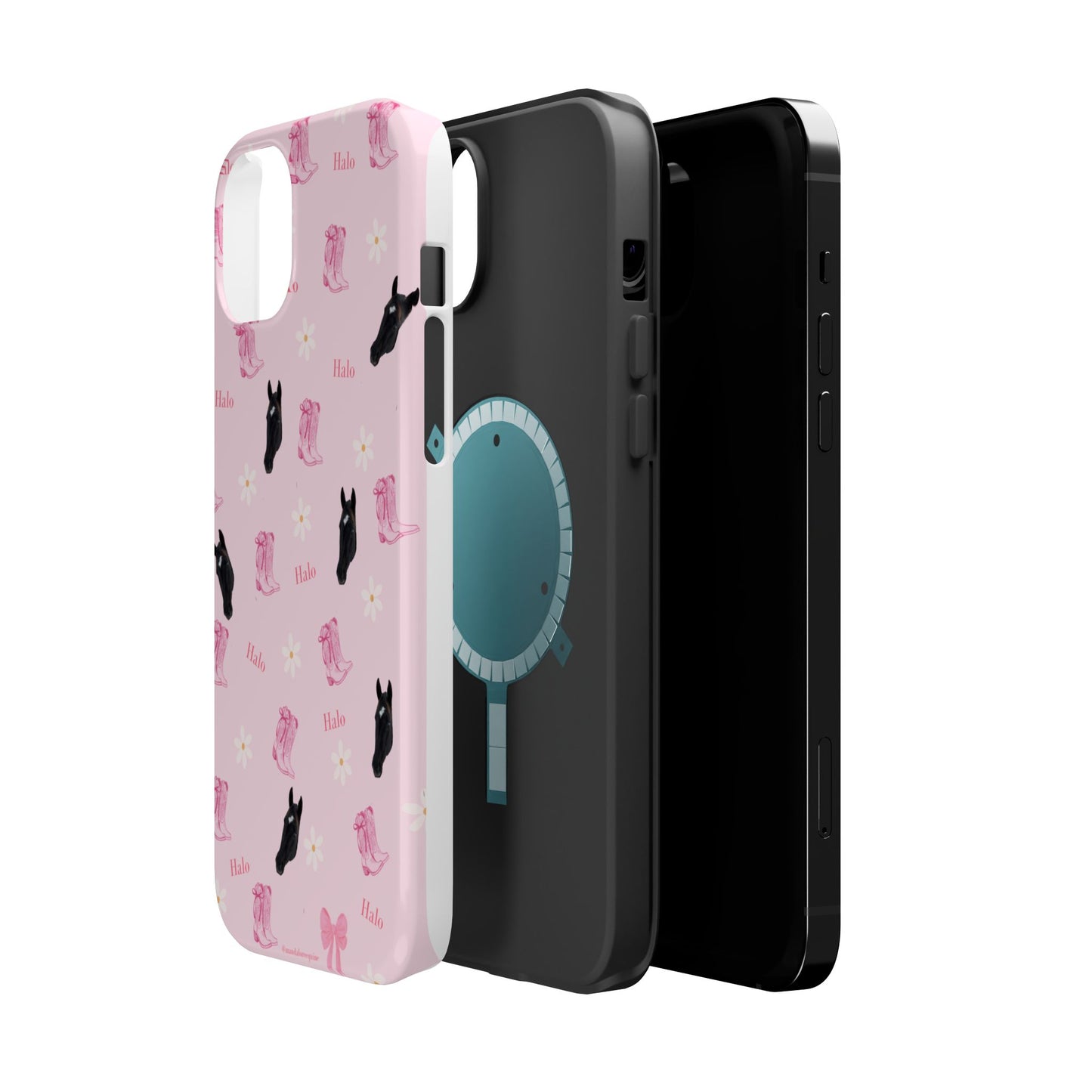 Magnetic Impact-Resistant Phone Case — Cute Pink Cat Pattern