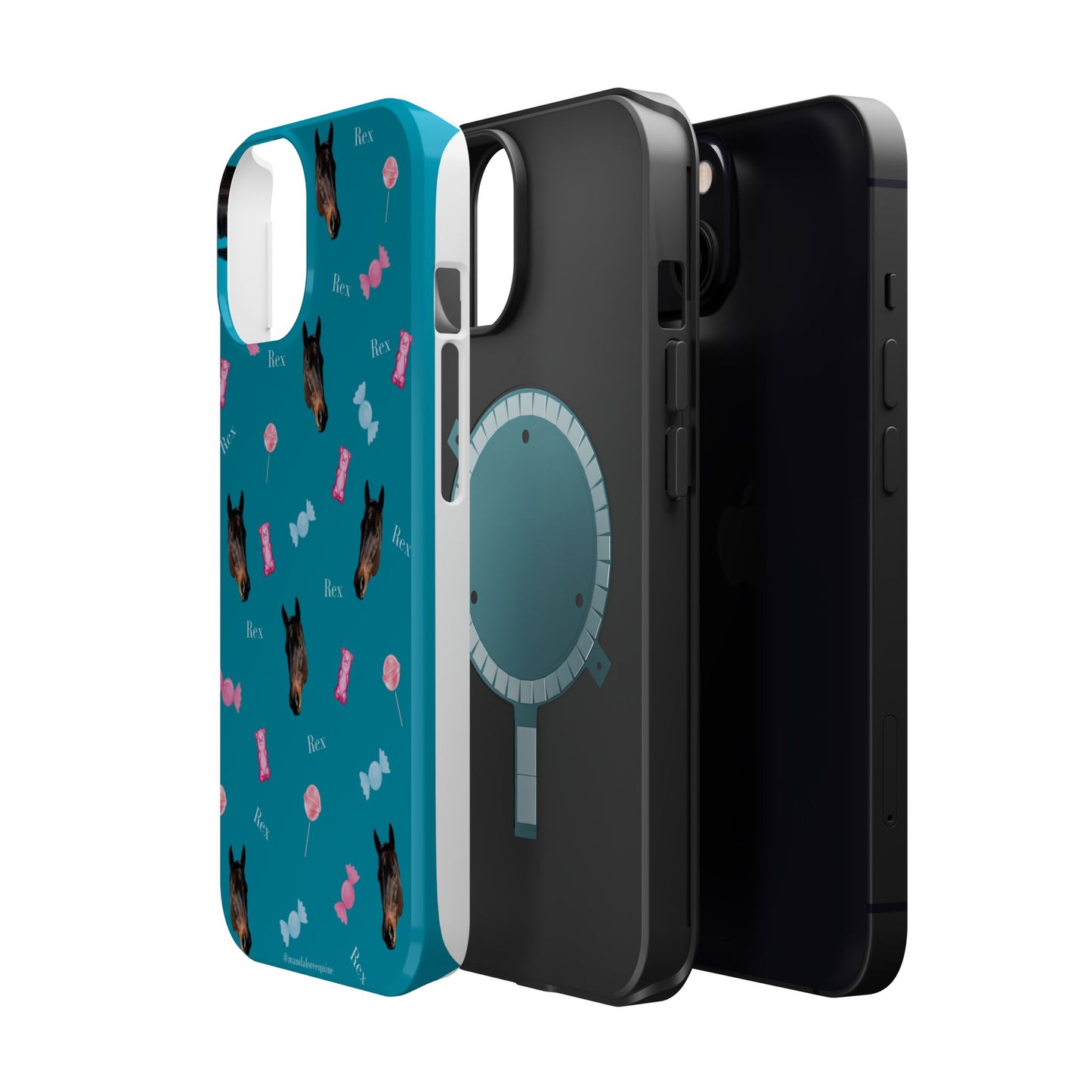 Magnetic Impact-Resistant Phone Case — Teal Doberman Candy Pattern (Protective, Shockproof)
