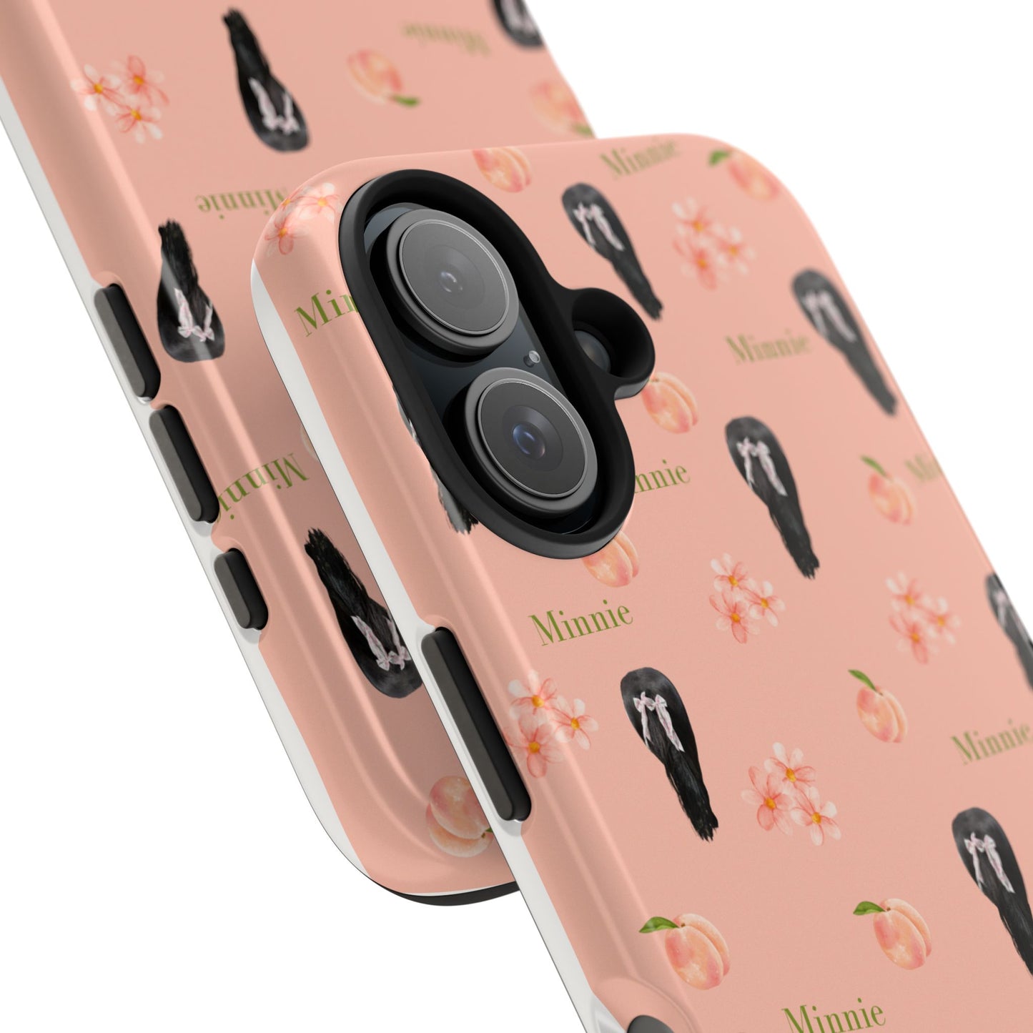 Personalized Peach Floral Phone Case — Tough Protective Case with Custom Name (Minnie)