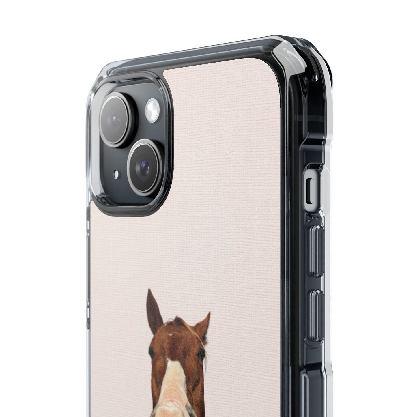 Clear Magnetic Phone Case — Funny Grinning Horse Design