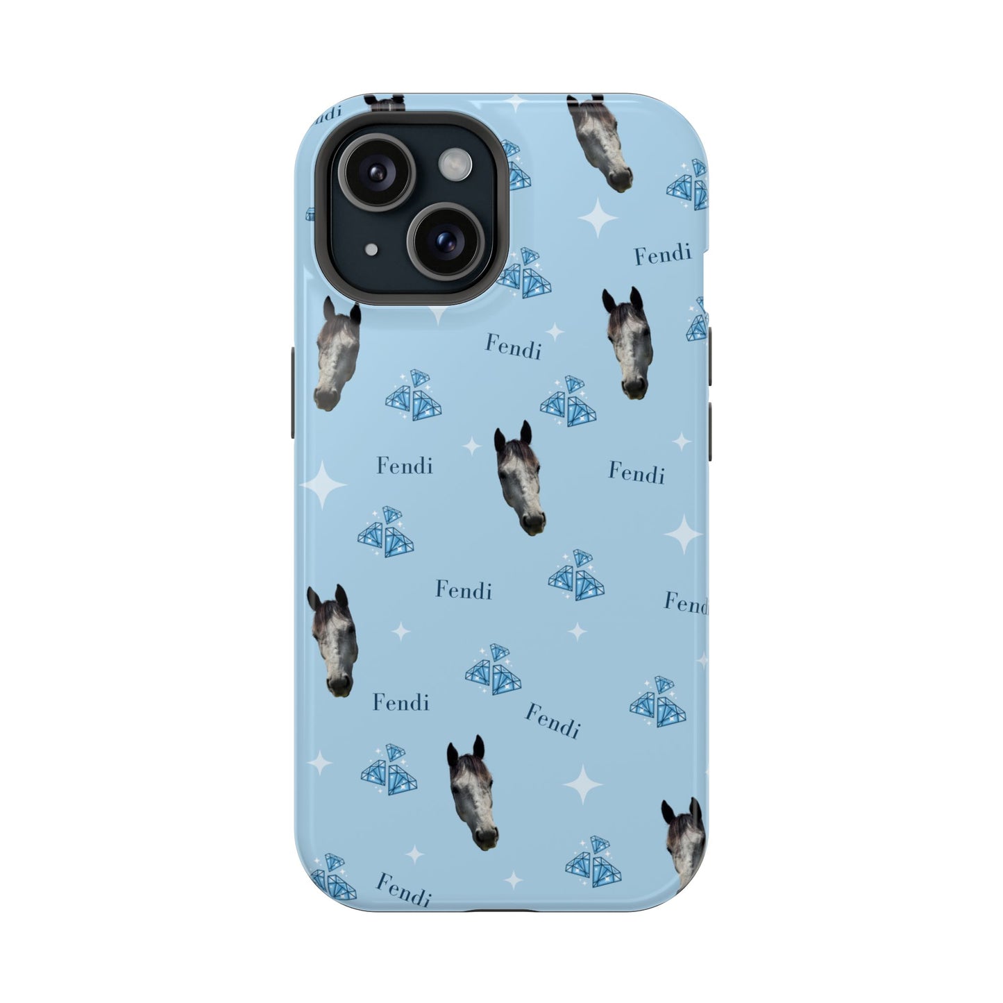Blue Horse Pattern Magnetic Impact-Resistant Phone Case