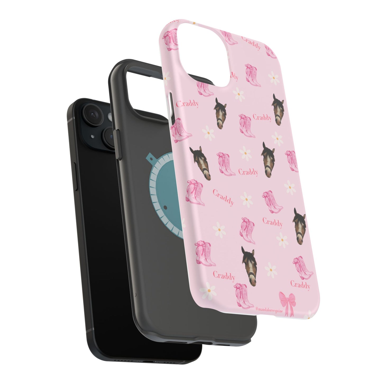 Pink Horse Pattern Magnetic Impact Case — Custom Equestrian iPhone Cover