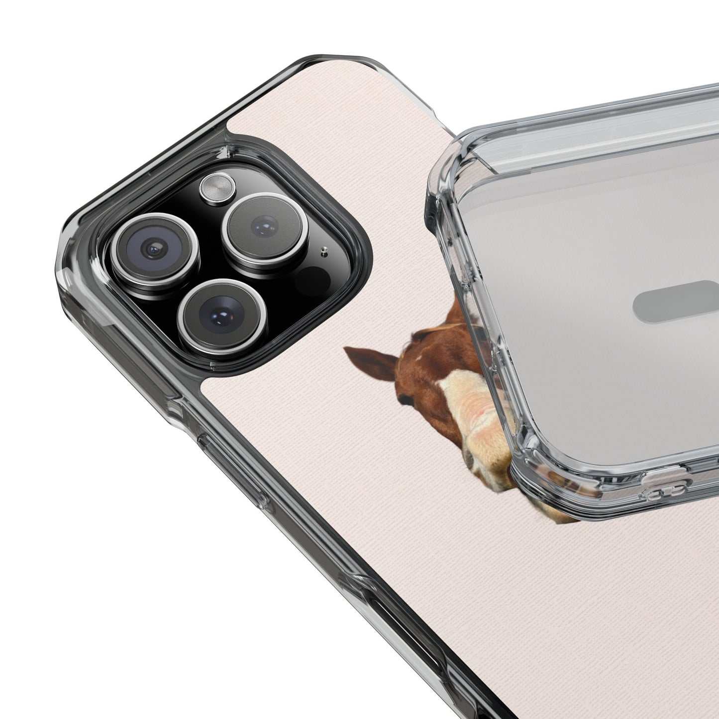 Clear Magnetic Phone Case — Funny Grinning Horse Design
