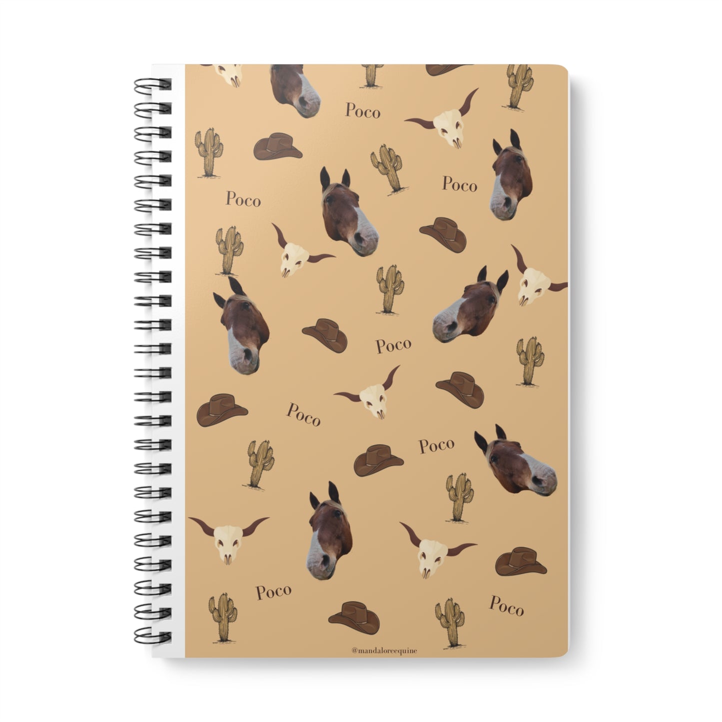 R Horse Pattern A5 Spiral Notebook — 'Poco' Western Cowboy Design
