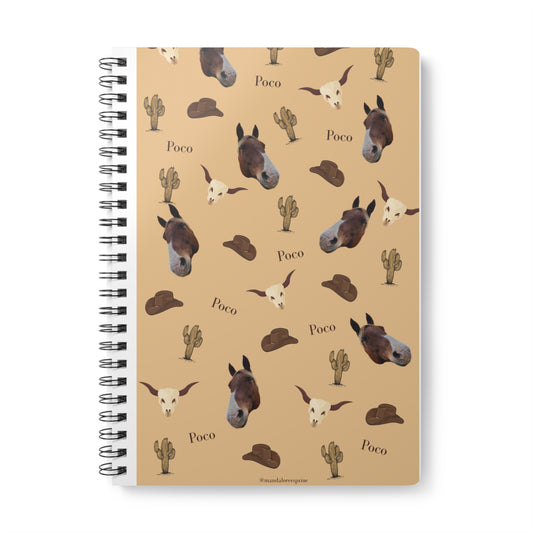 R Horse Pattern A5 Spiral Notebook — 'Poco' Western Cowboy Design