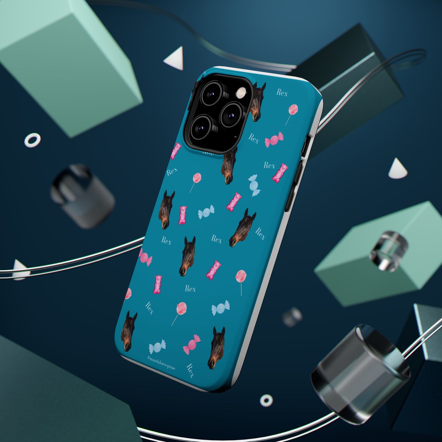 Magnetic Impact-Resistant Phone Case — Teal Doberman Candy Pattern (Protective, Shockproof)
