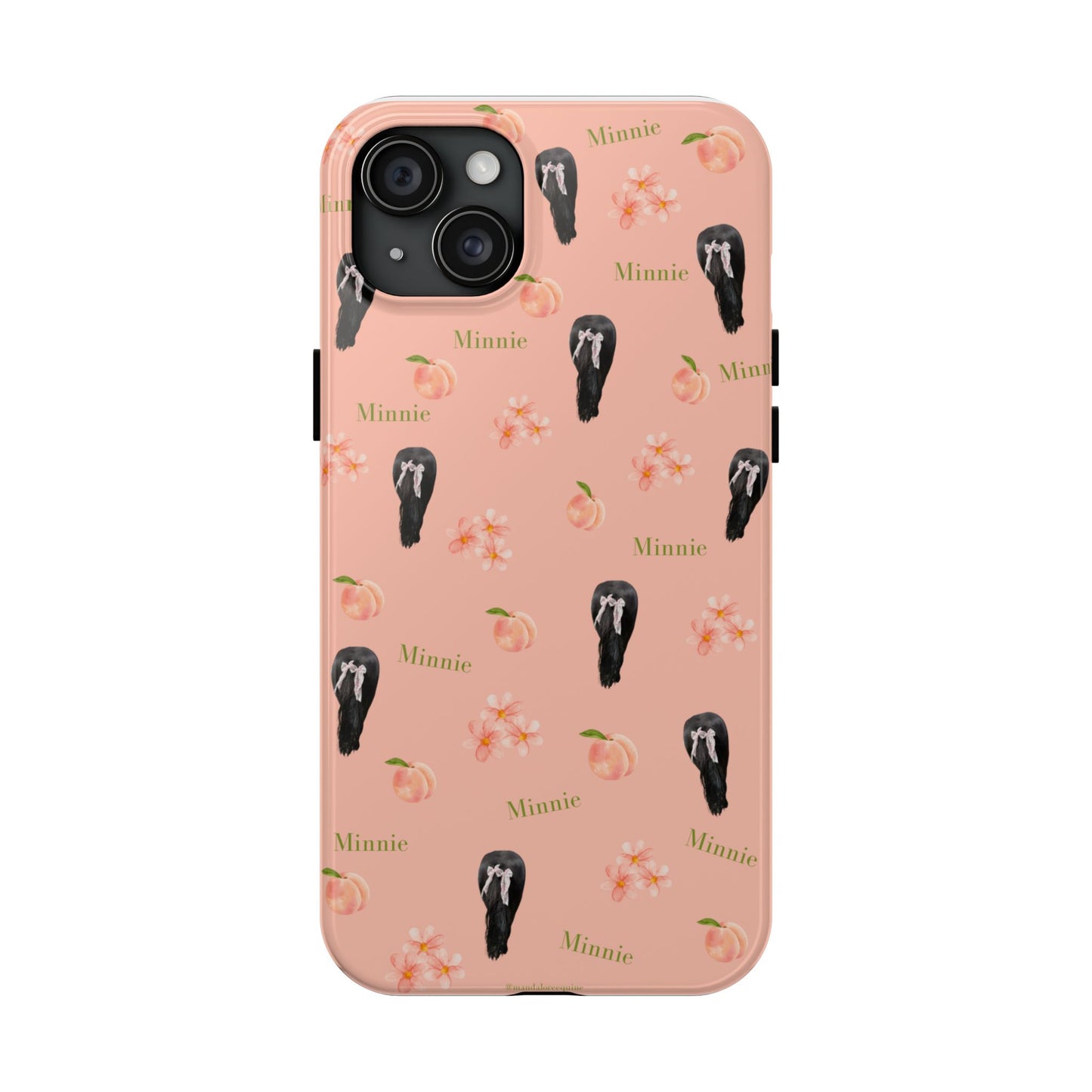 Personalized Peach Floral Phone Case — Tough Protective Case with Custom Name (Minnie)