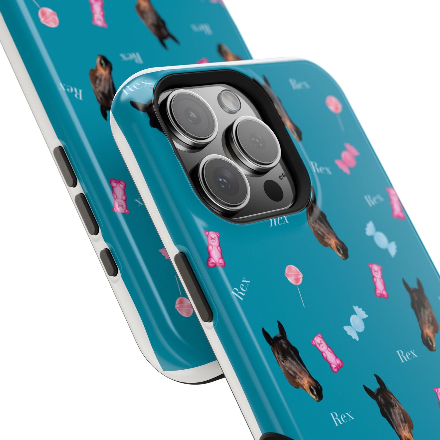 Magnetic Impact-Resistant Phone Case — Teal Doberman Candy Pattern (Protective, Shockproof)