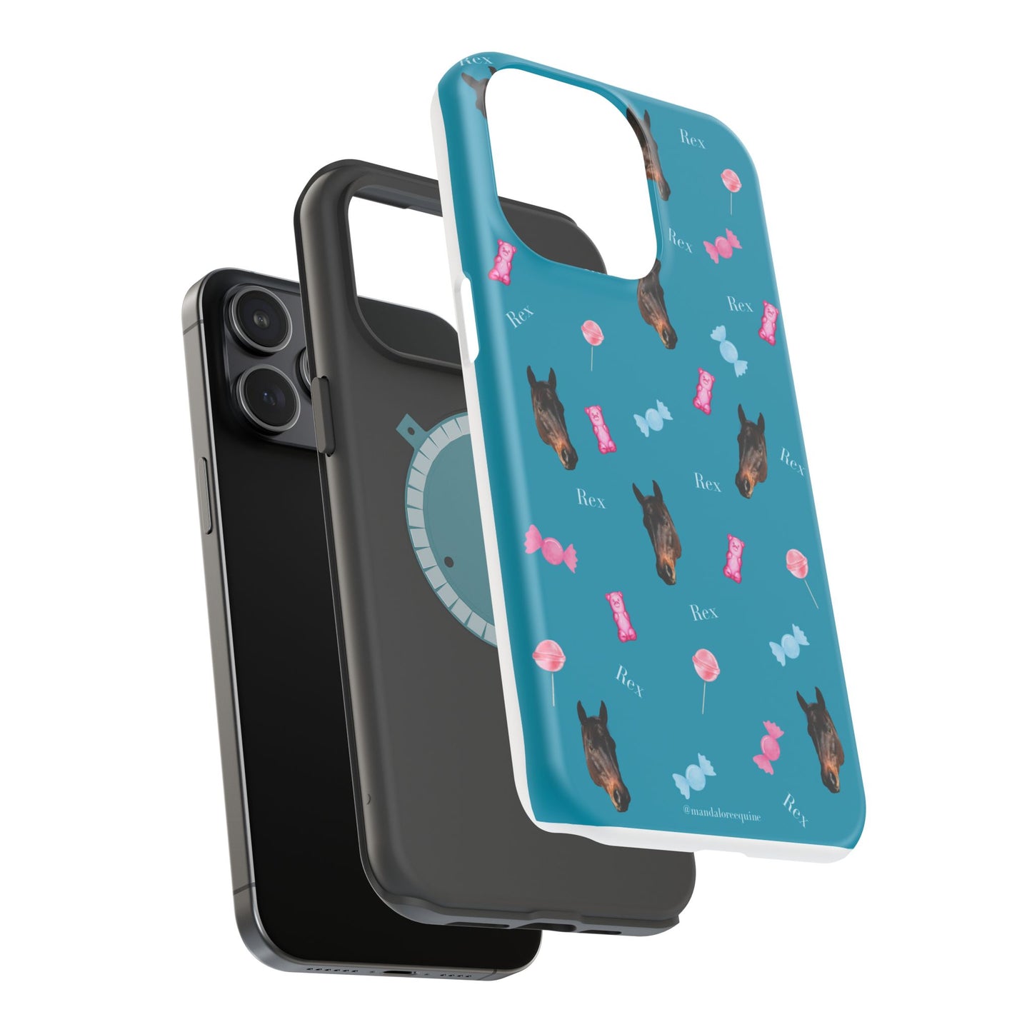 Magnetic Impact-Resistant Phone Case — Teal Doberman Candy Pattern (Protective, Shockproof)