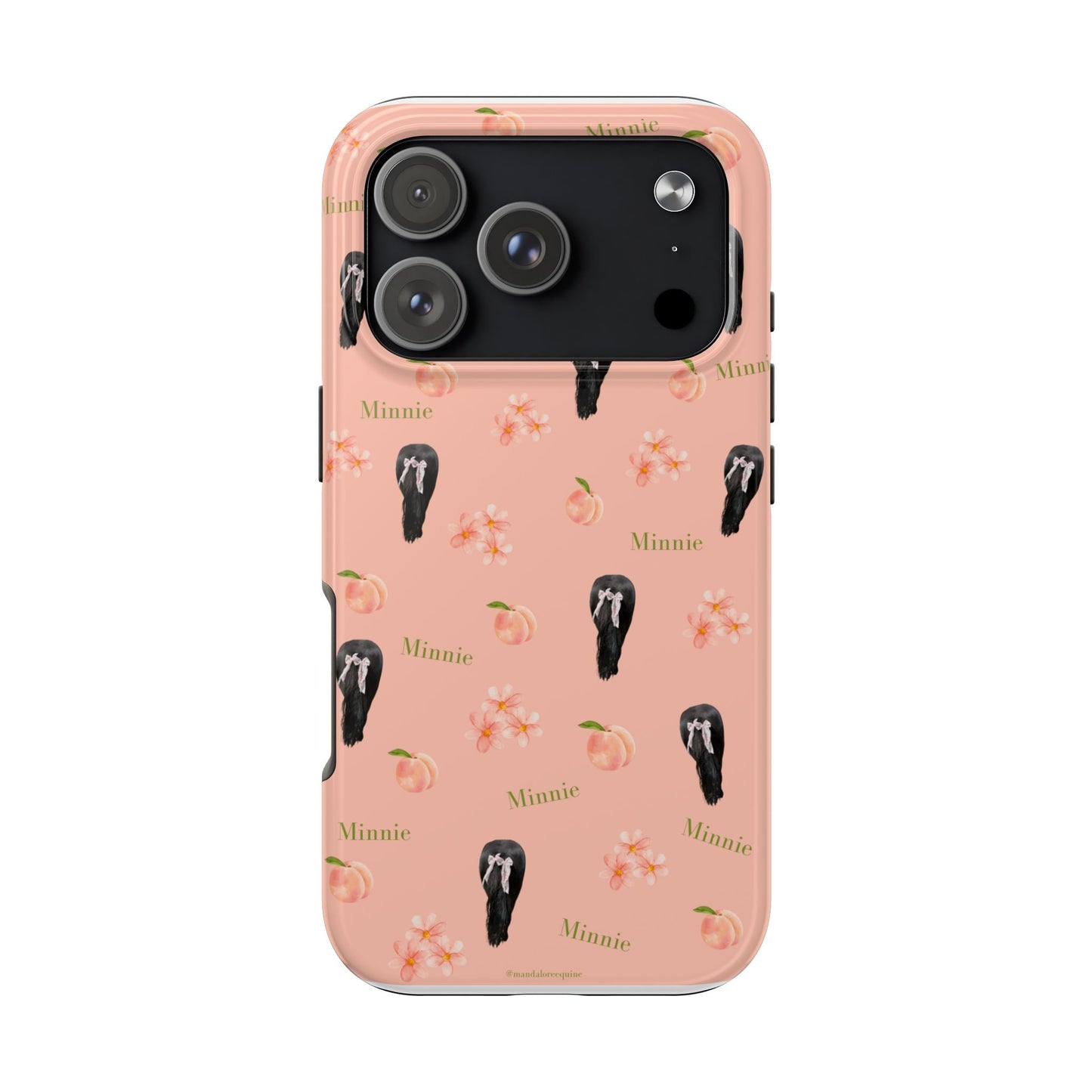 Personalized Peach Floral Phone Case — Tough Protective Case with Custom Name (Minnie)
