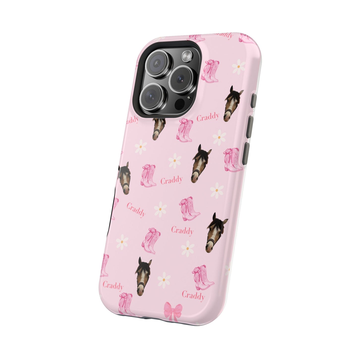 Pink Horse Pattern Magnetic Impact Case — Custom Equestrian iPhone Cover