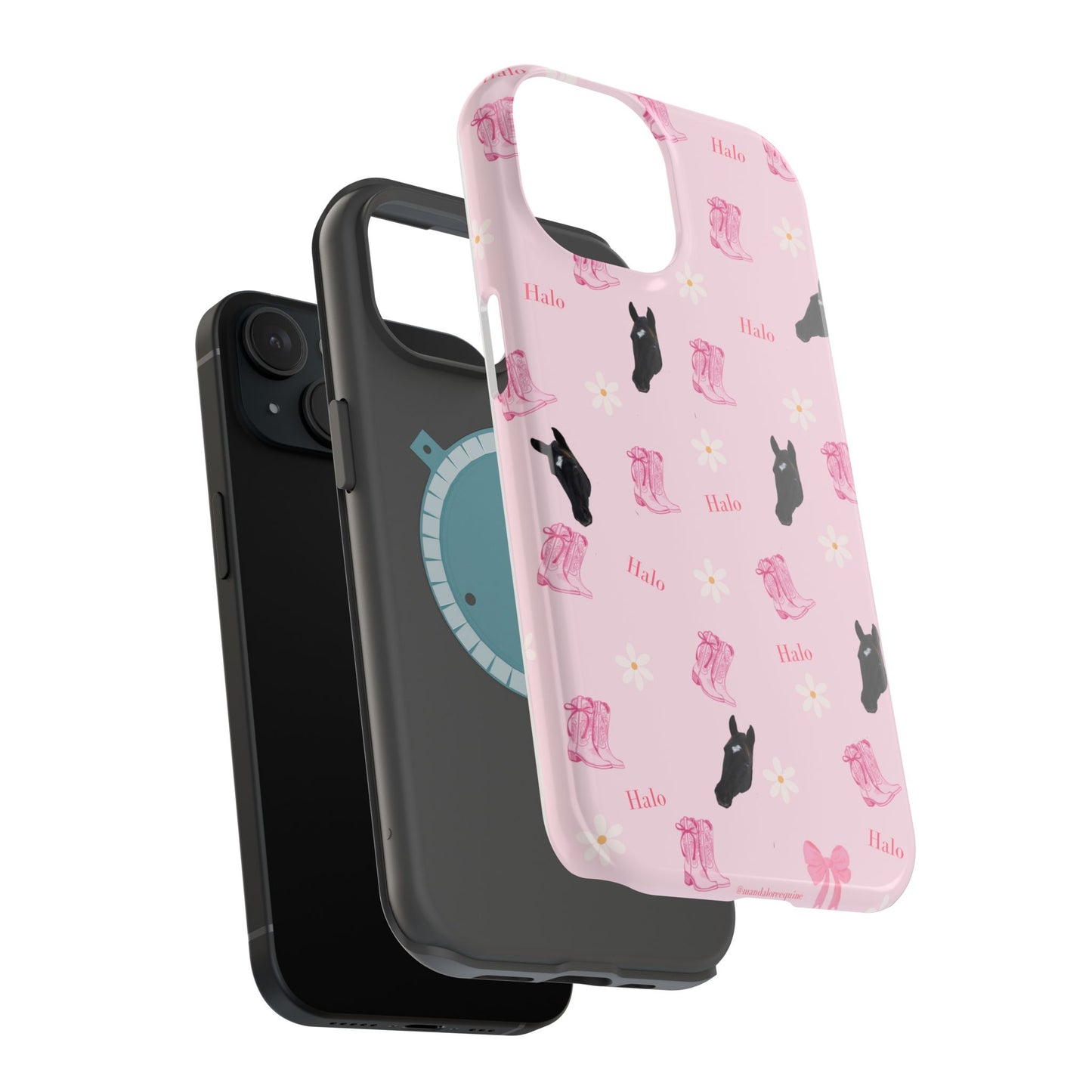Magnetic Impact-Resistant Phone Case — Cute Pink Cat Pattern