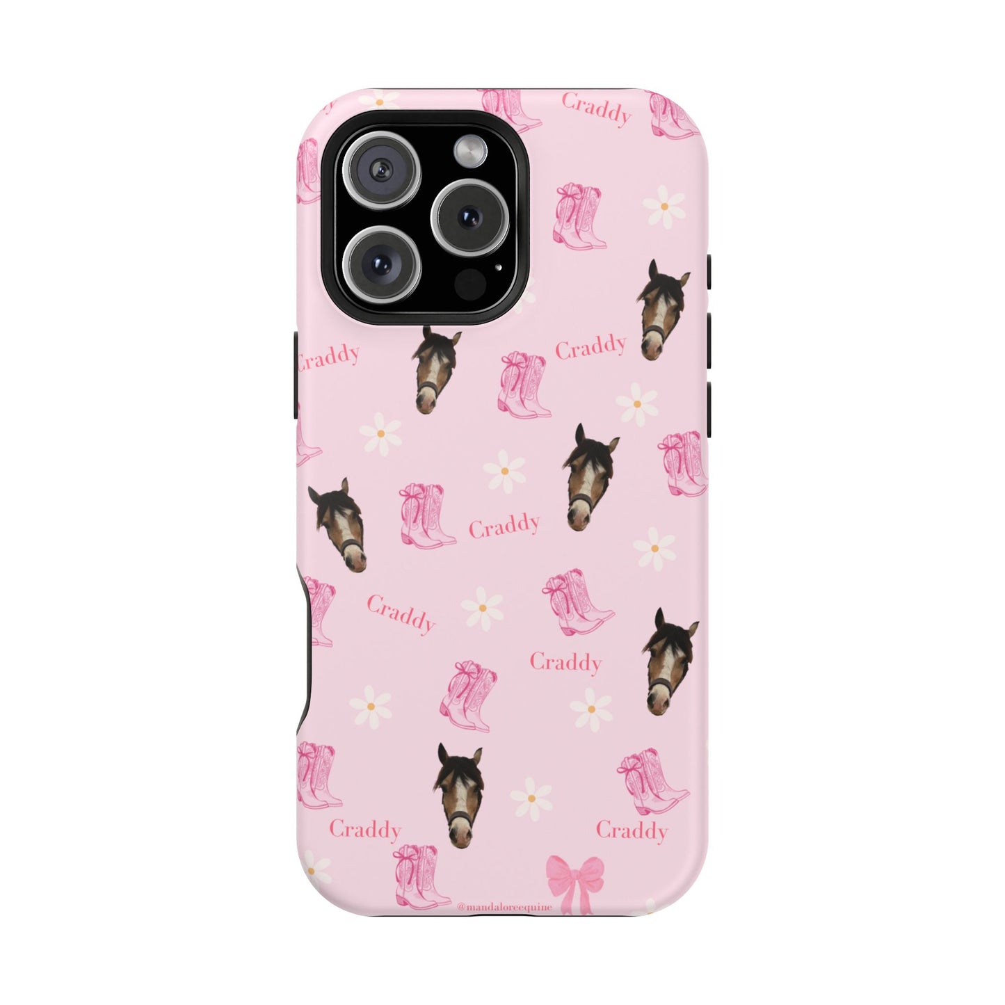 Pink Horse Pattern Magnetic Impact Case — Custom Equestrian iPhone Cover