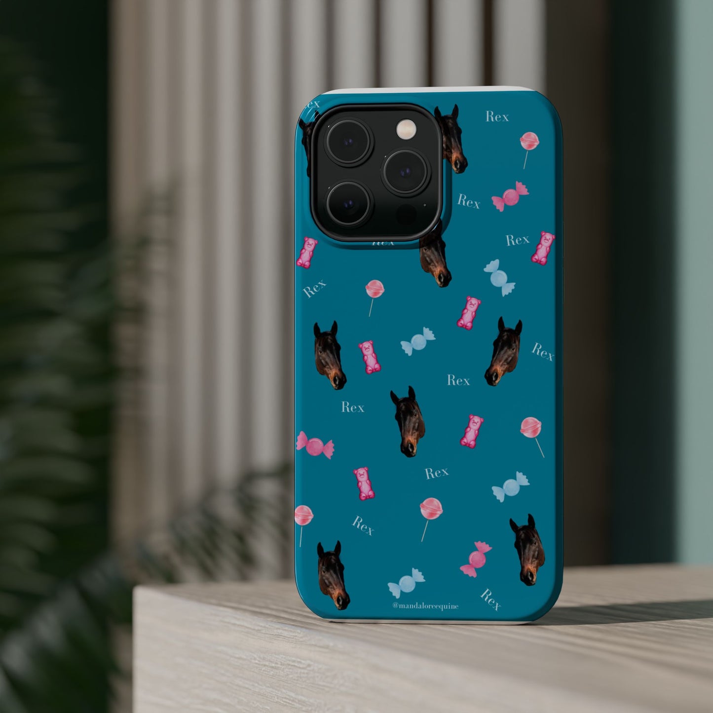 Magnetic Impact-Resistant Phone Case — Teal Doberman Candy Pattern (Protective, Shockproof)