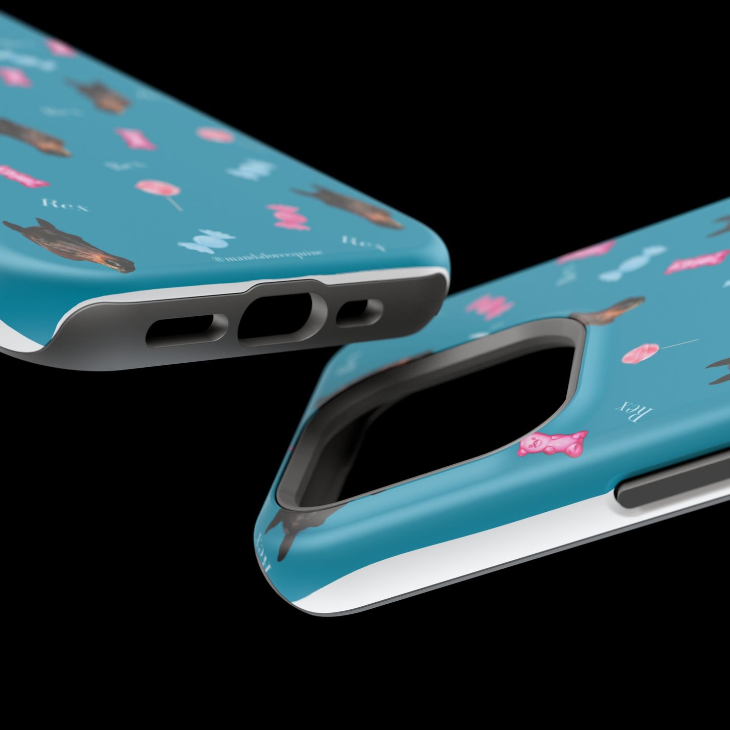 Magnetic Impact-Resistant Phone Case — Teal Doberman Candy Pattern (Protective, Shockproof)
