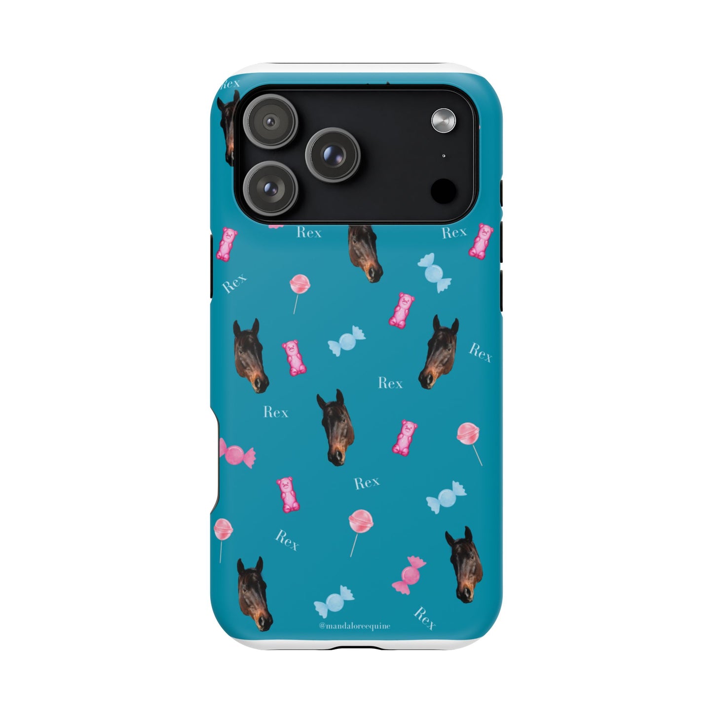 Magnetic Impact-Resistant Phone Case — Teal Doberman Candy Pattern (Protective, Shockproof)