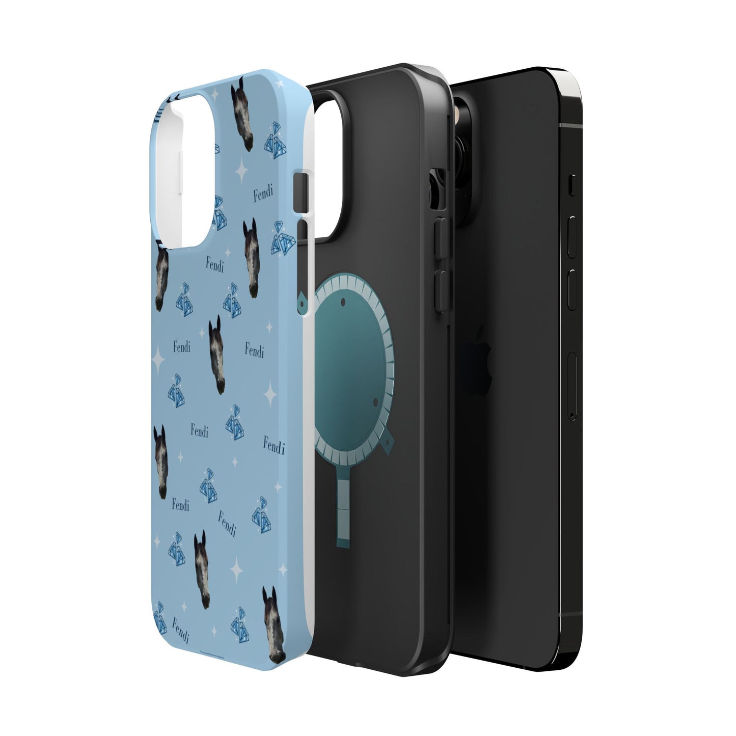 Blue Horse Pattern Magnetic Impact-Resistant Phone Case