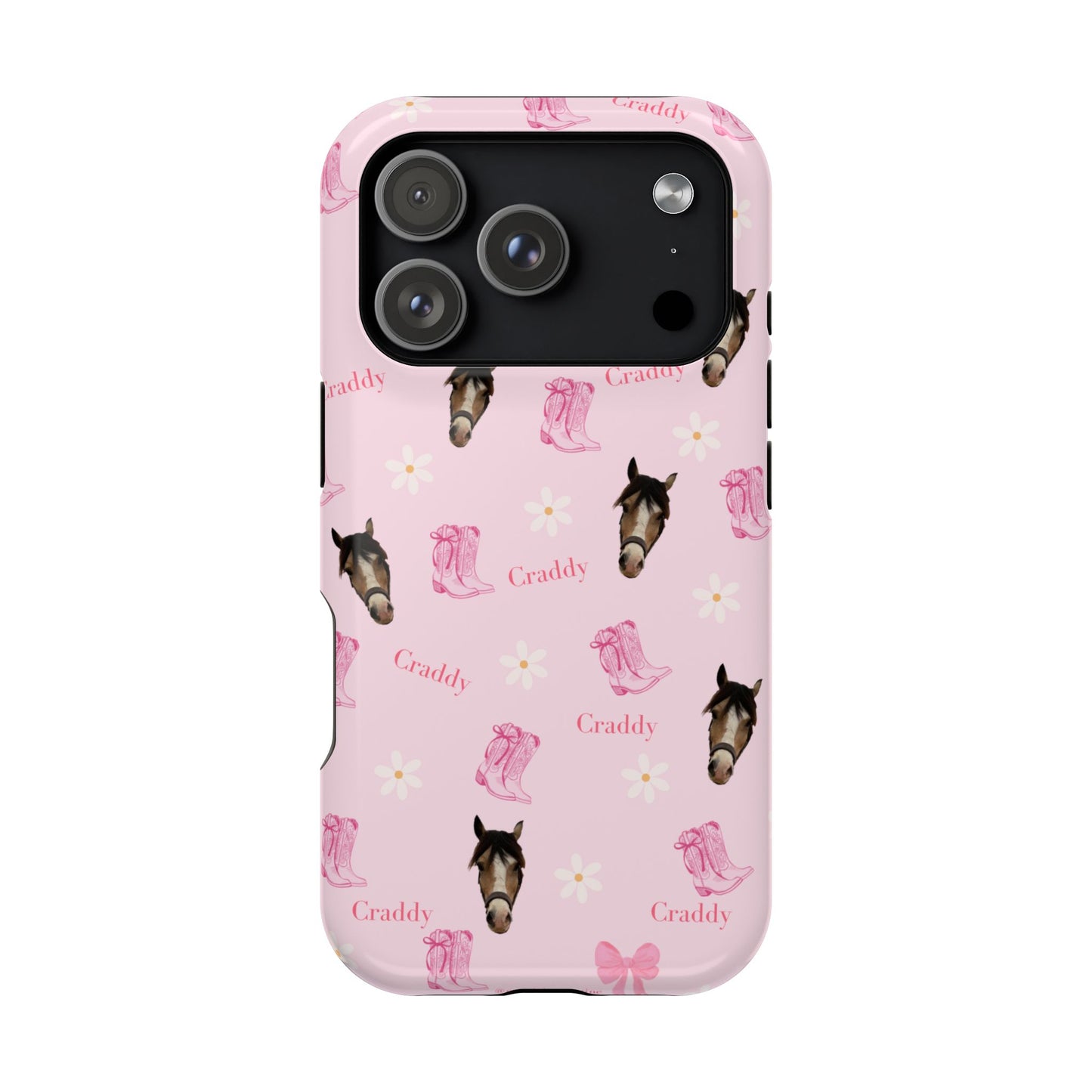 Pink Horse Pattern Magnetic Impact Case — Custom Equestrian iPhone Cover