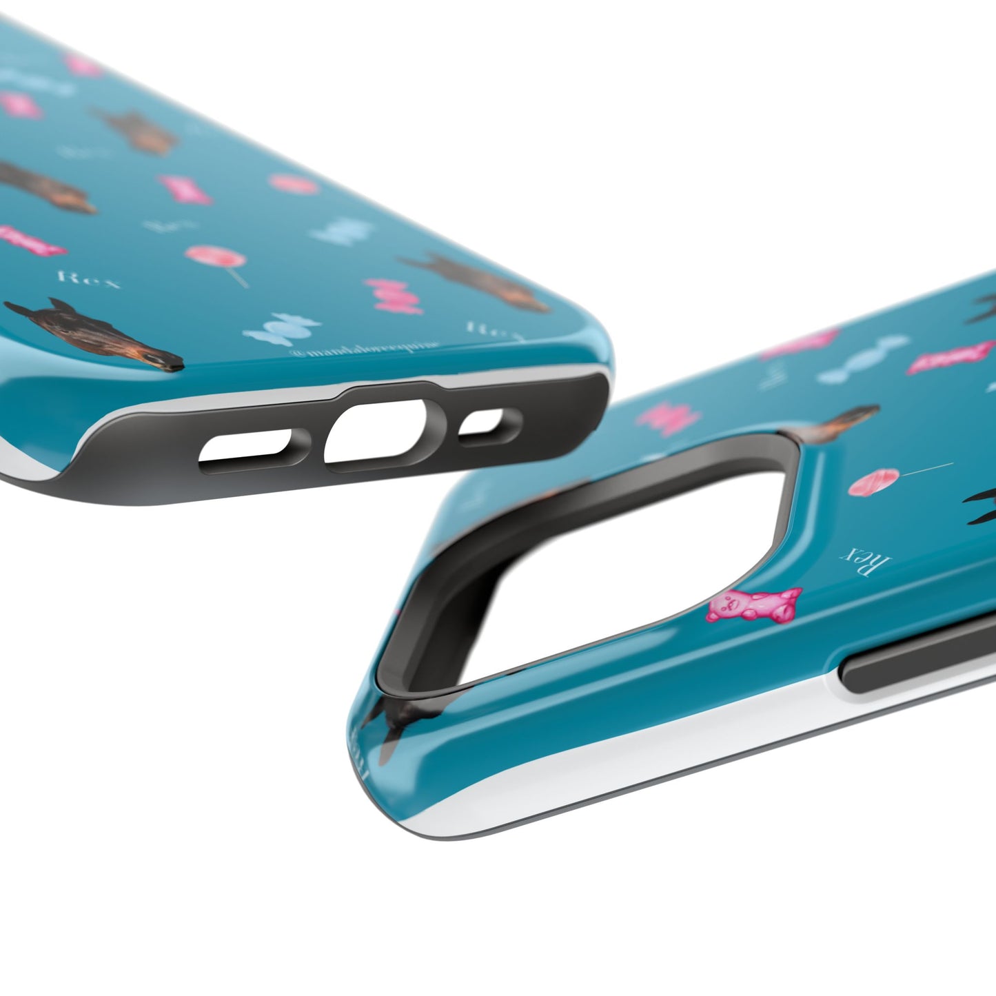 Magnetic Impact-Resistant Phone Case — Teal Doberman Candy Pattern (Protective, Shockproof)