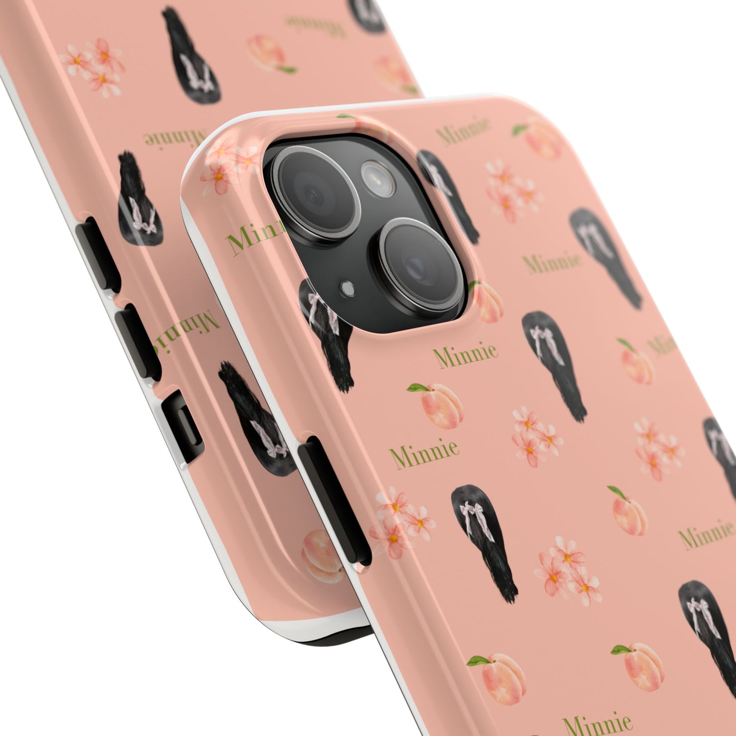 Personalized Peach Floral Phone Case — Tough Protective Case with Custom Name (Minnie)