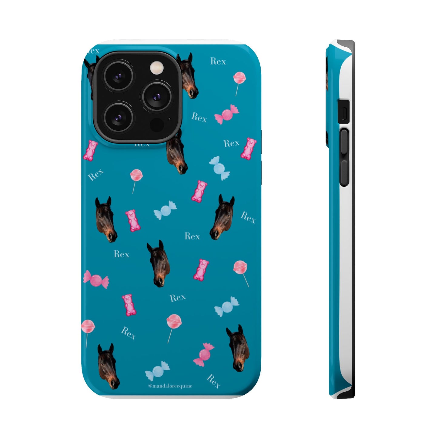 Magnetic Impact-Resistant Phone Case — Teal Doberman Candy Pattern (Protective, Shockproof)