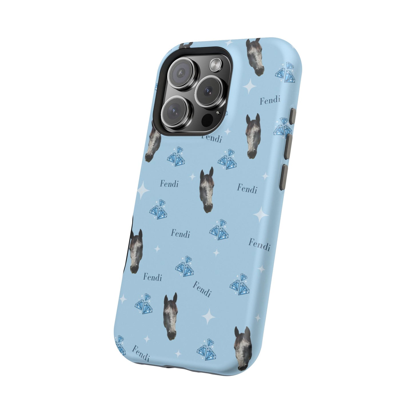 Blue Horse Pattern Magnetic Impact-Resistant Phone Case