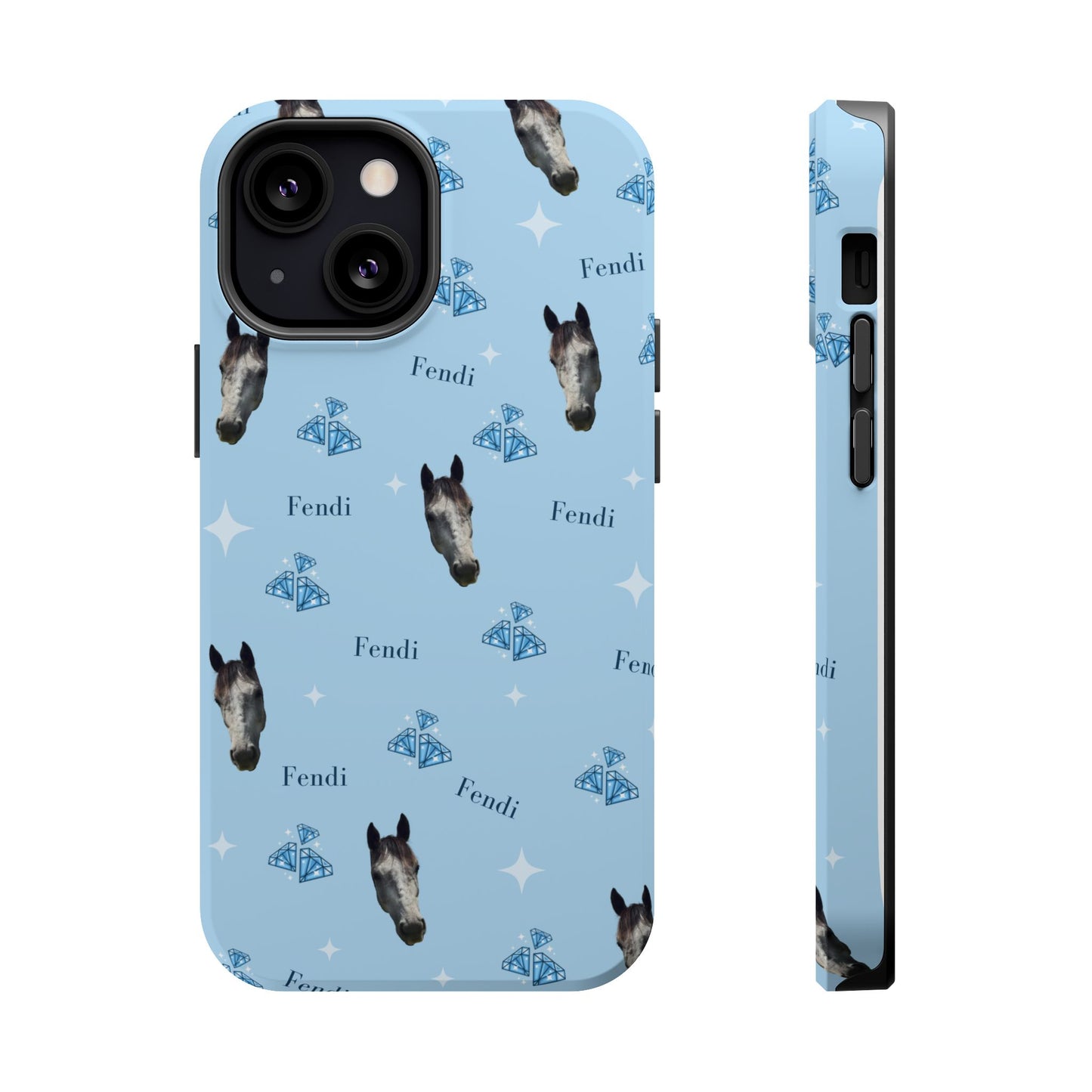 Blue Horse Pattern Magnetic Impact-Resistant Phone Case