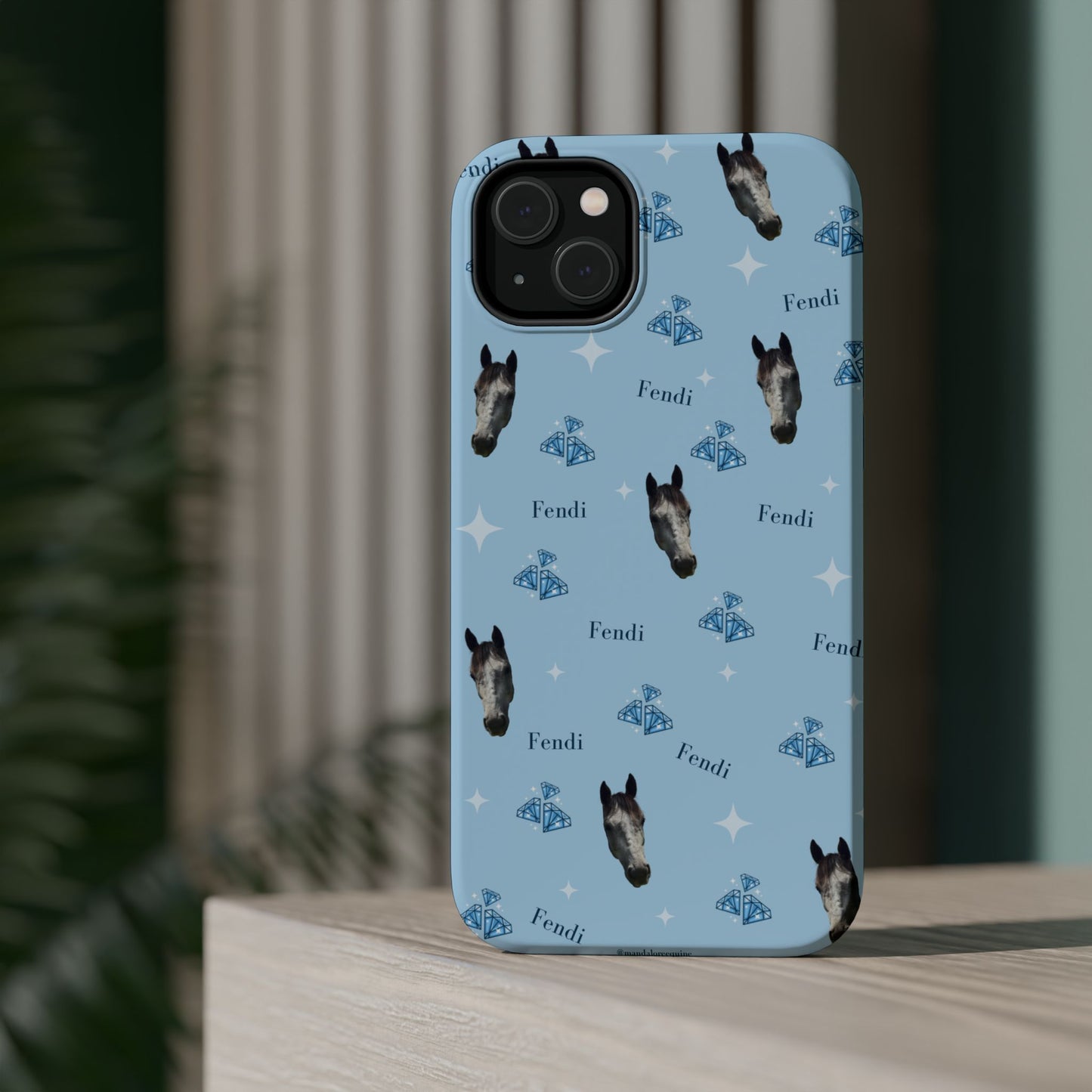 Blue Horse Pattern Magnetic Impact-Resistant Phone Case