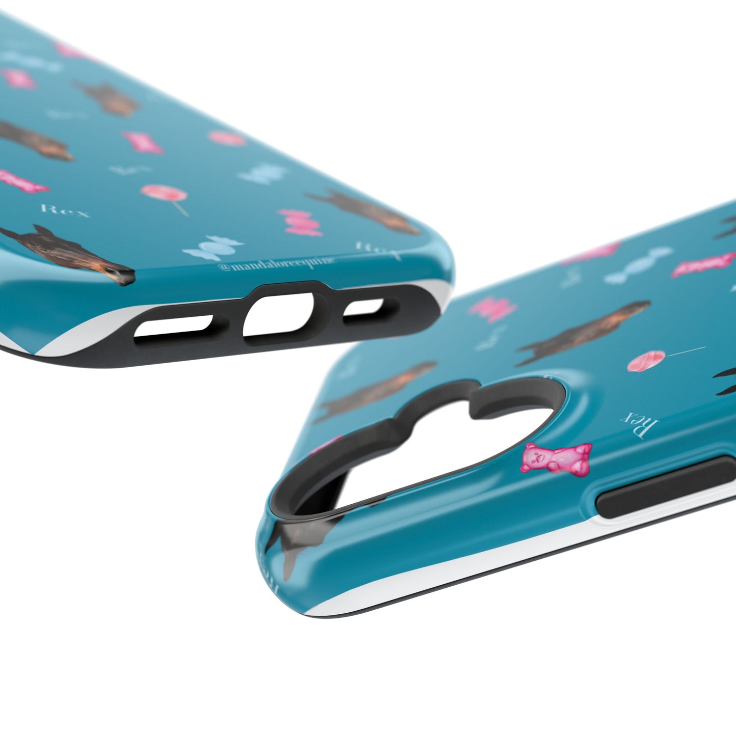 Magnetic Impact-Resistant Phone Case — Teal Doberman Candy Pattern (Protective, Shockproof)
