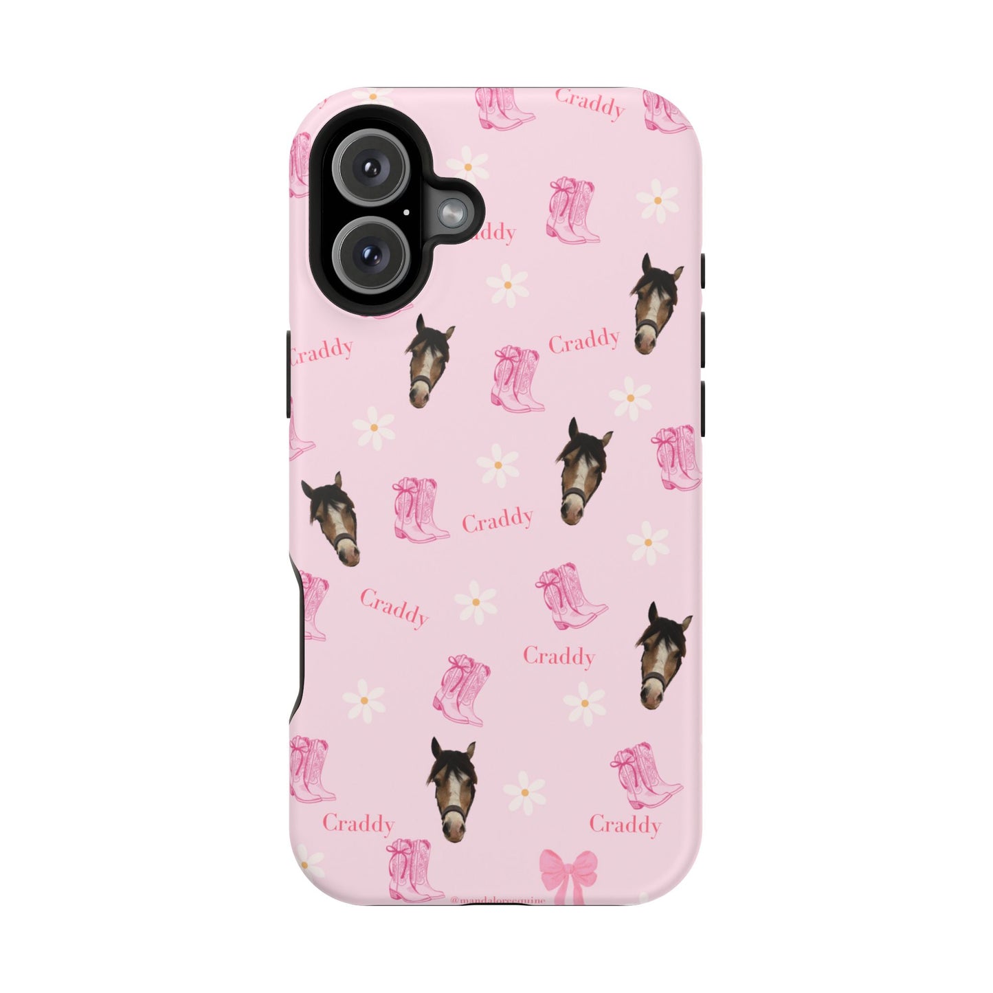 Pink Horse Pattern Magnetic Impact Case — Custom Equestrian iPhone Cover