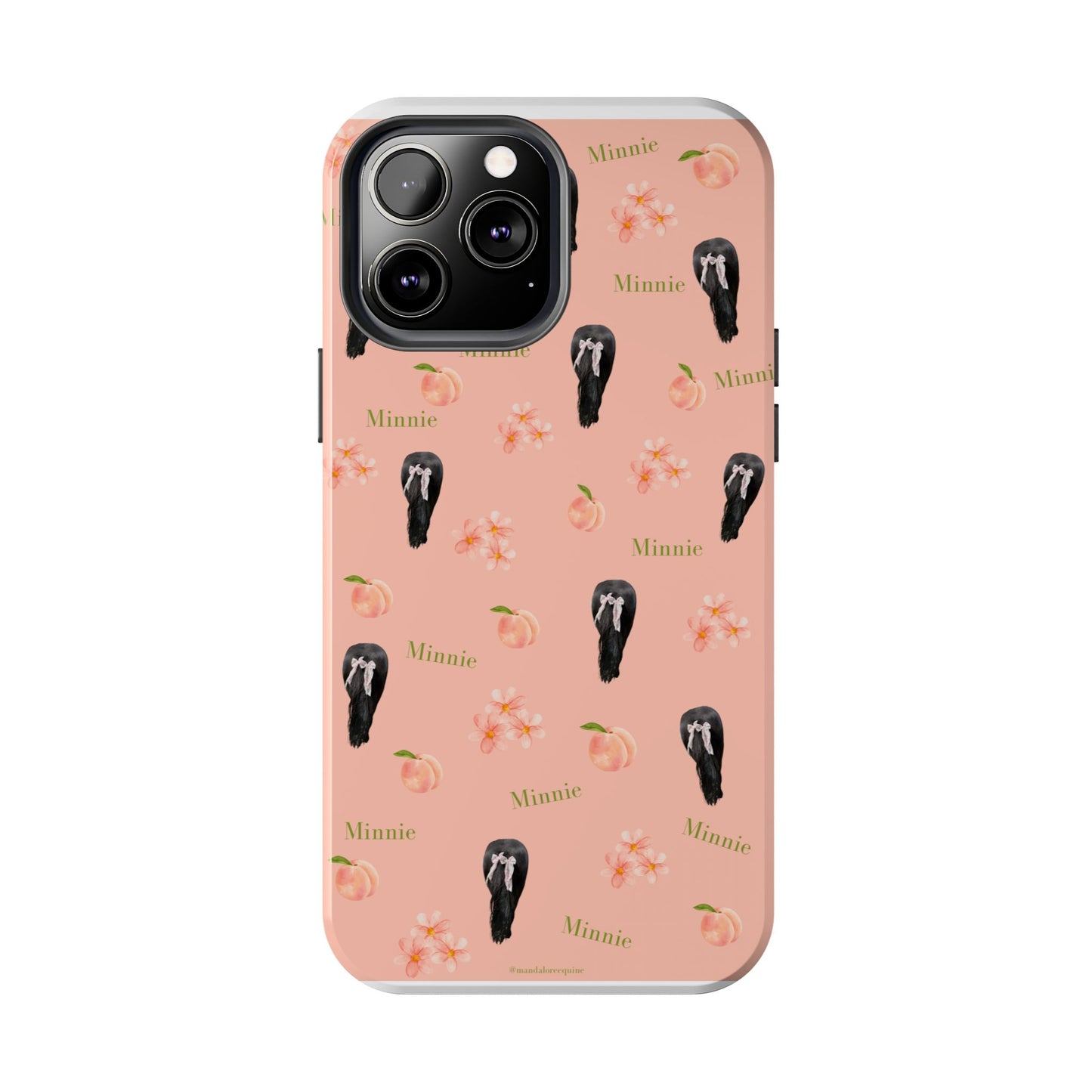 Personalized Peach Floral Phone Case — Tough Protective Case with Custom Name (Minnie)