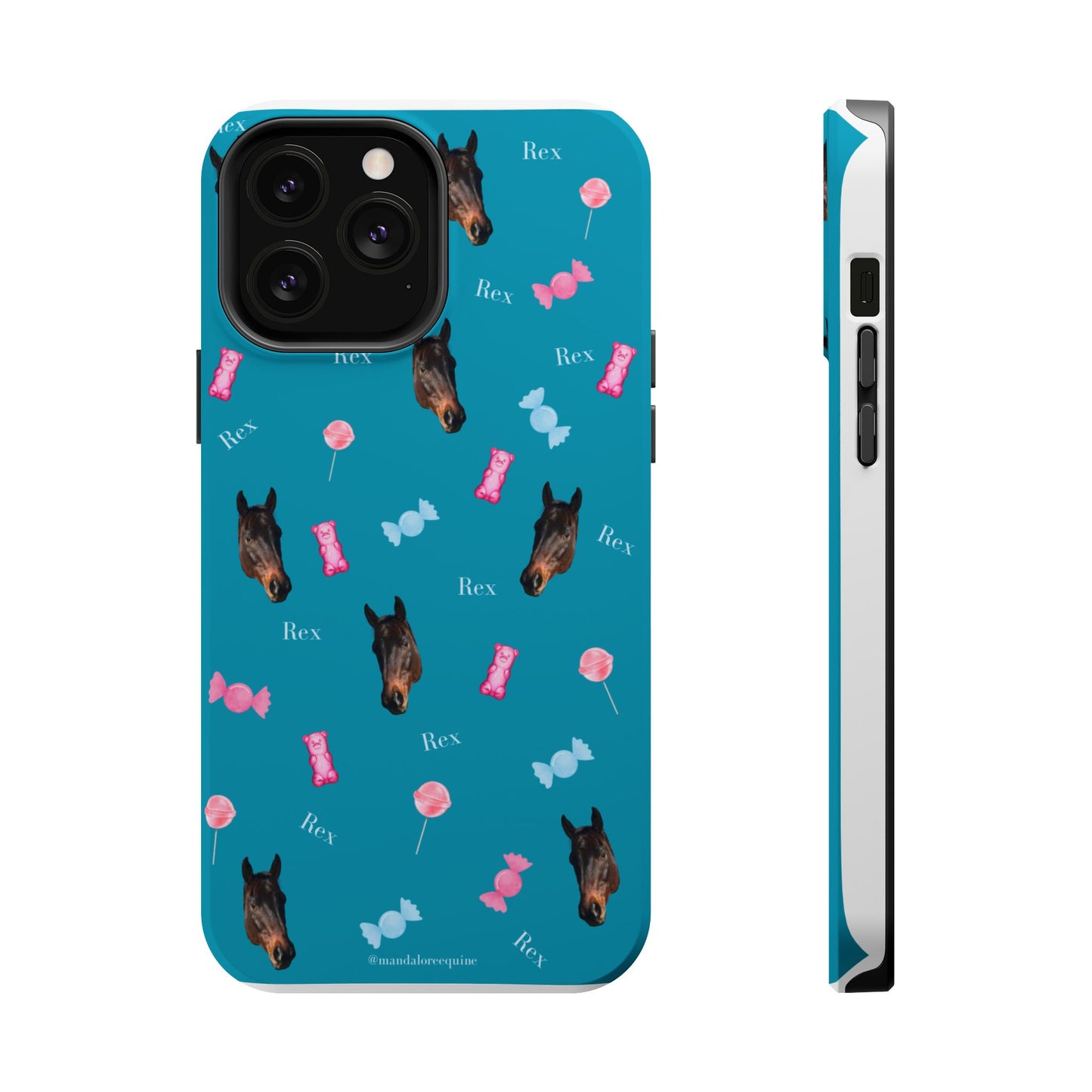 Magnetic Impact-Resistant Phone Case — Teal Doberman Candy Pattern (Protective, Shockproof)