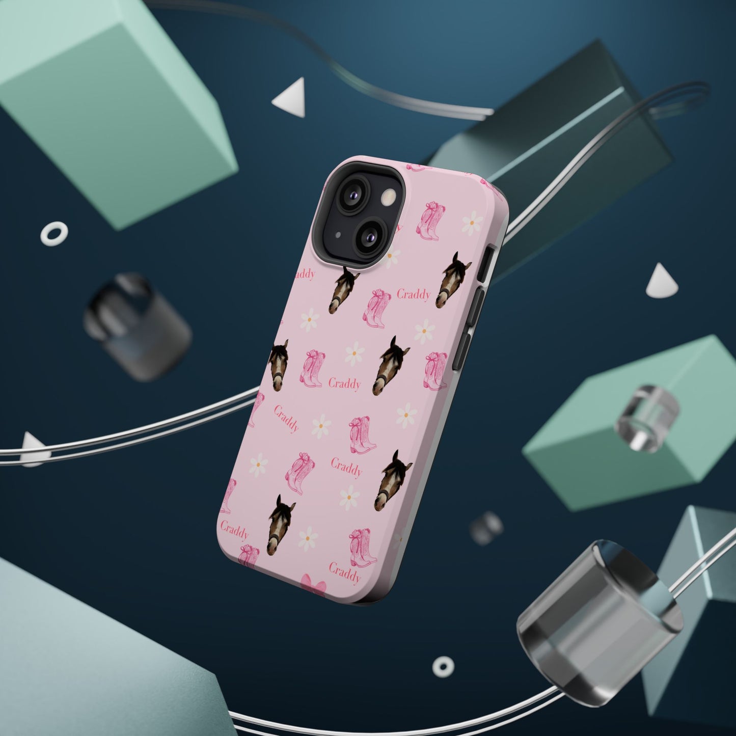 Pink Horse Pattern Magnetic Impact Case — Custom Equestrian iPhone Cover