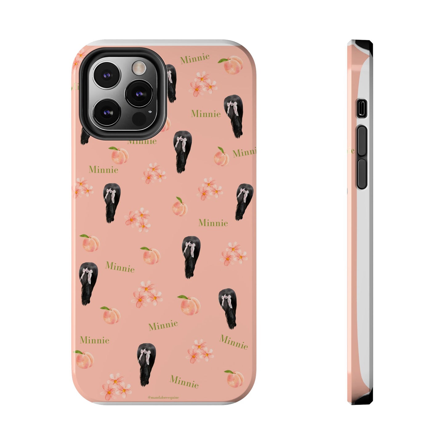 Personalized Peach Floral Phone Case — Tough Protective Case with Custom Name (Minnie)