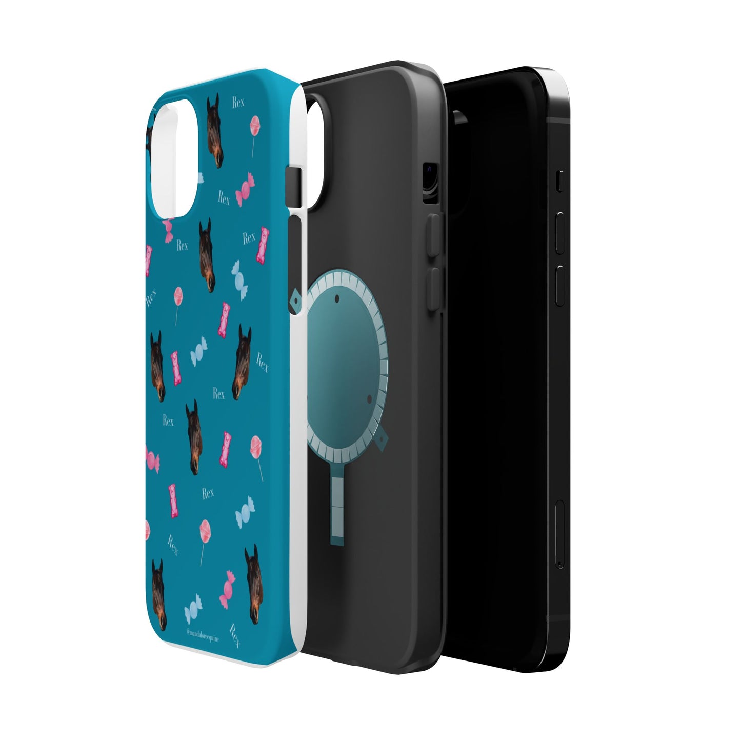 Magnetic Impact-Resistant Phone Case — Teal Doberman Candy Pattern (Protective, Shockproof)