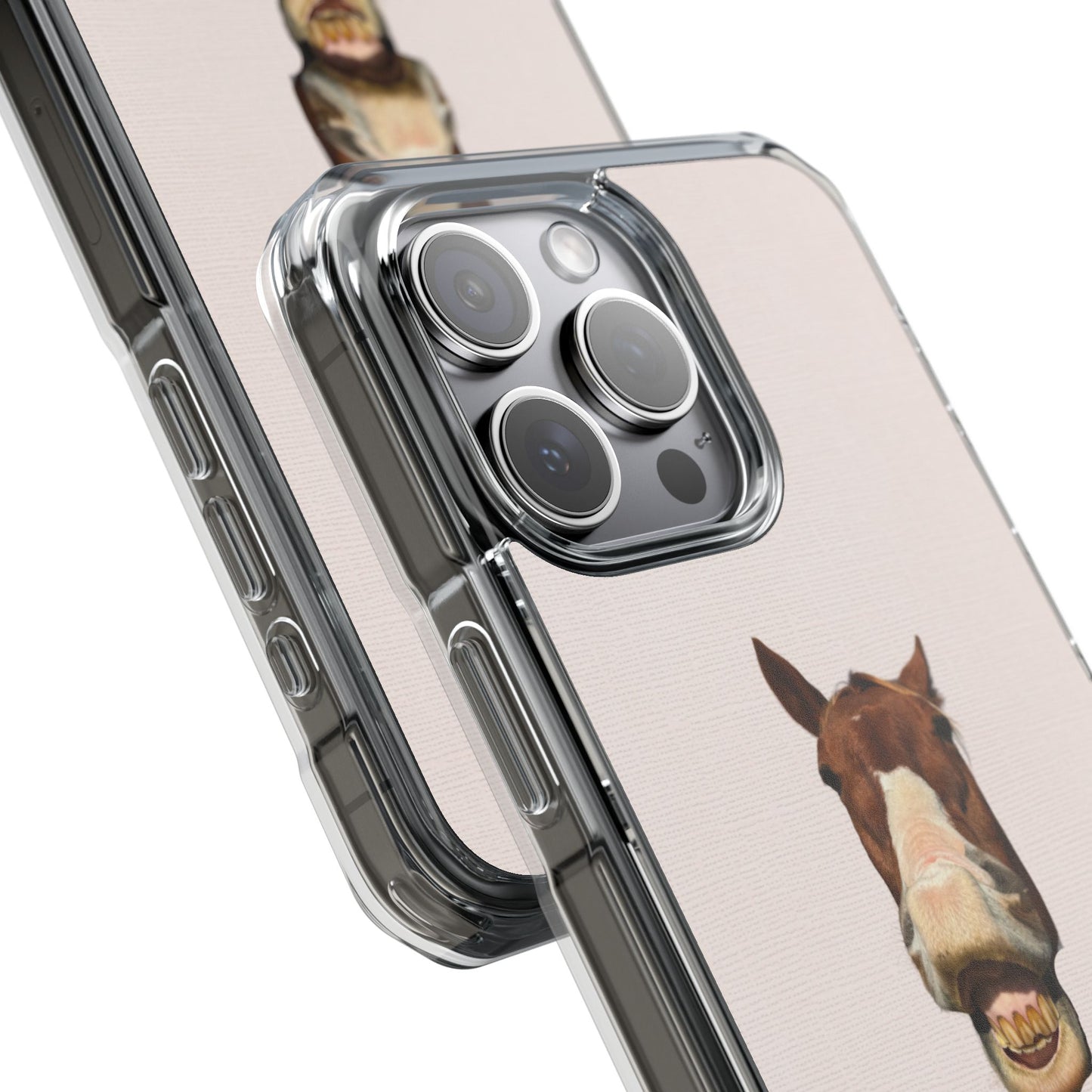 Clear Magnetic Phone Case — Funny Grinning Horse Design