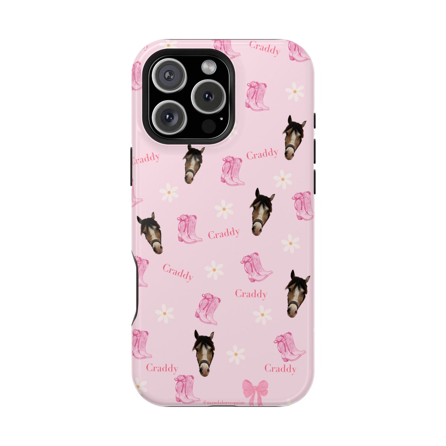 Pink Horse Pattern Magnetic Impact Case — Custom Equestrian iPhone Cover
