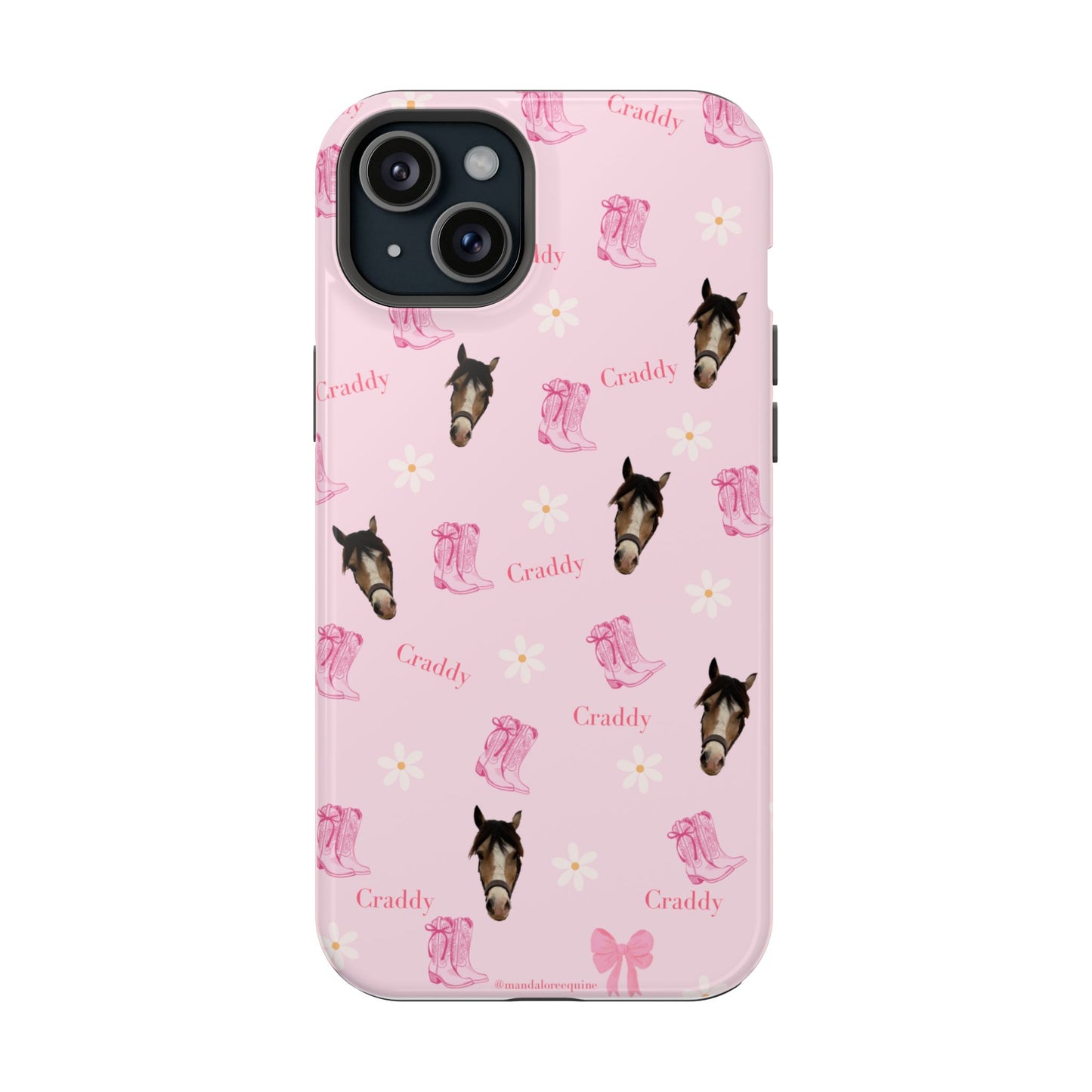 Pink Horse Pattern Magnetic Impact Case — Custom Equestrian iPhone Cover