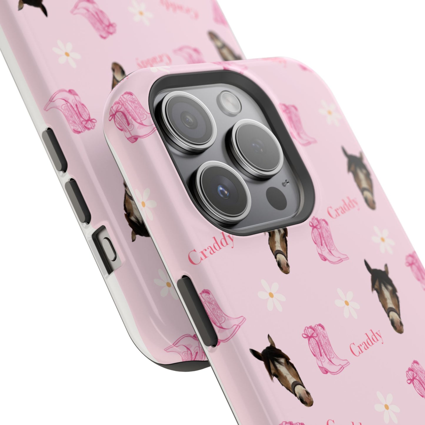 Pink Horse Pattern Magnetic Impact Case — Custom Equestrian iPhone Cover