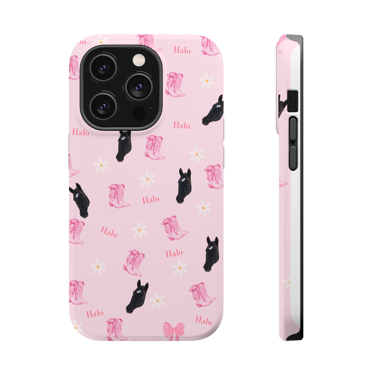 Magnetic Impact-Resistant Phone Case — Cute Pink Cat Pattern