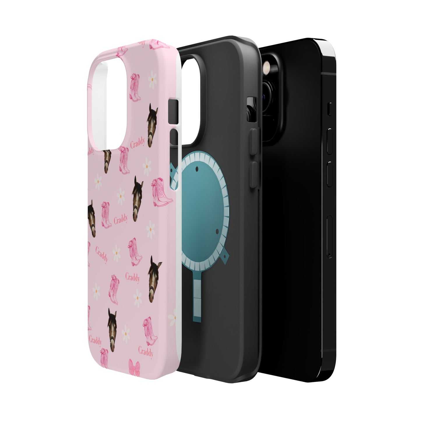 Pink Horse Pattern Magnetic Impact Case — Custom Equestrian iPhone Cover