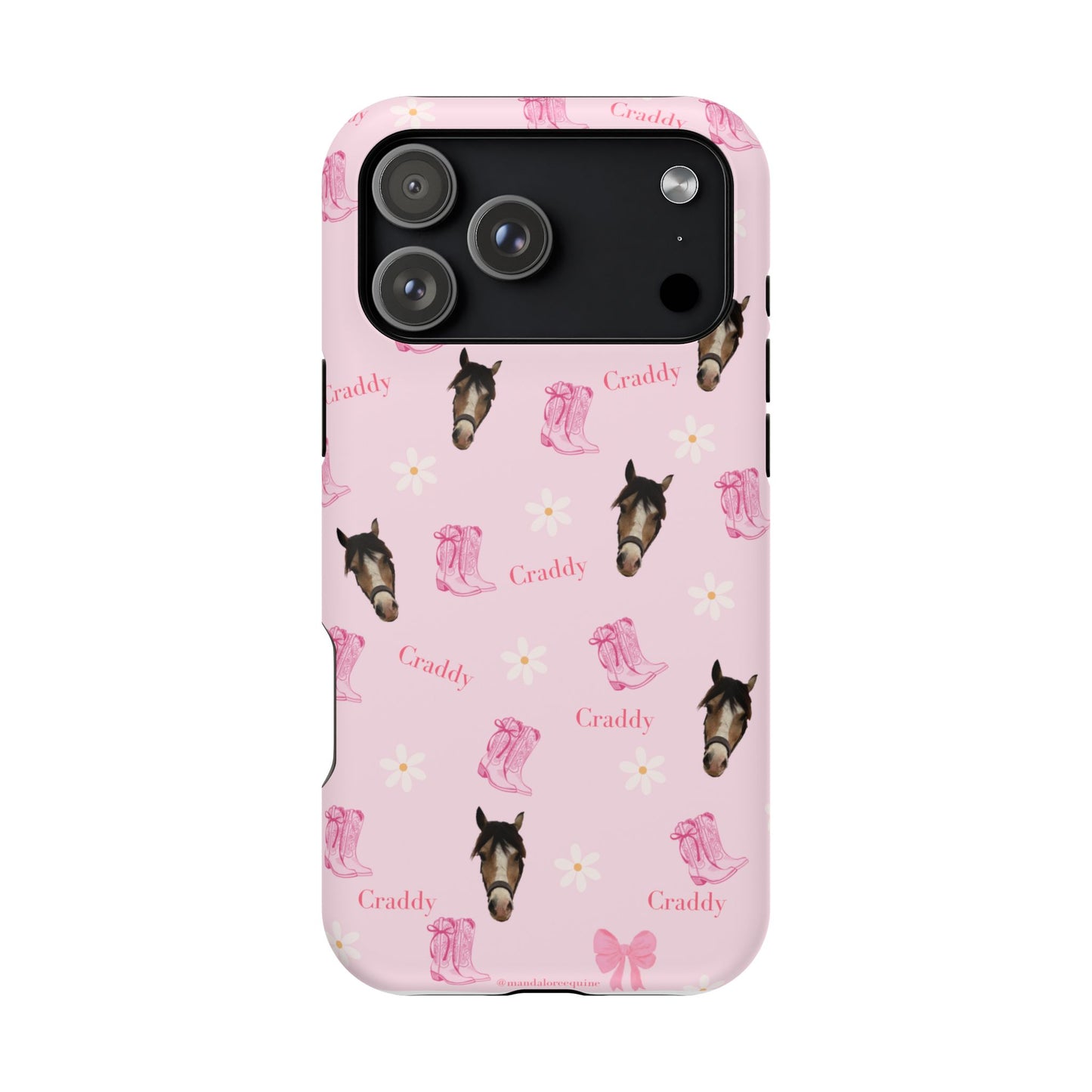 Pink Horse Pattern Magnetic Impact Case — Custom Equestrian iPhone Cover