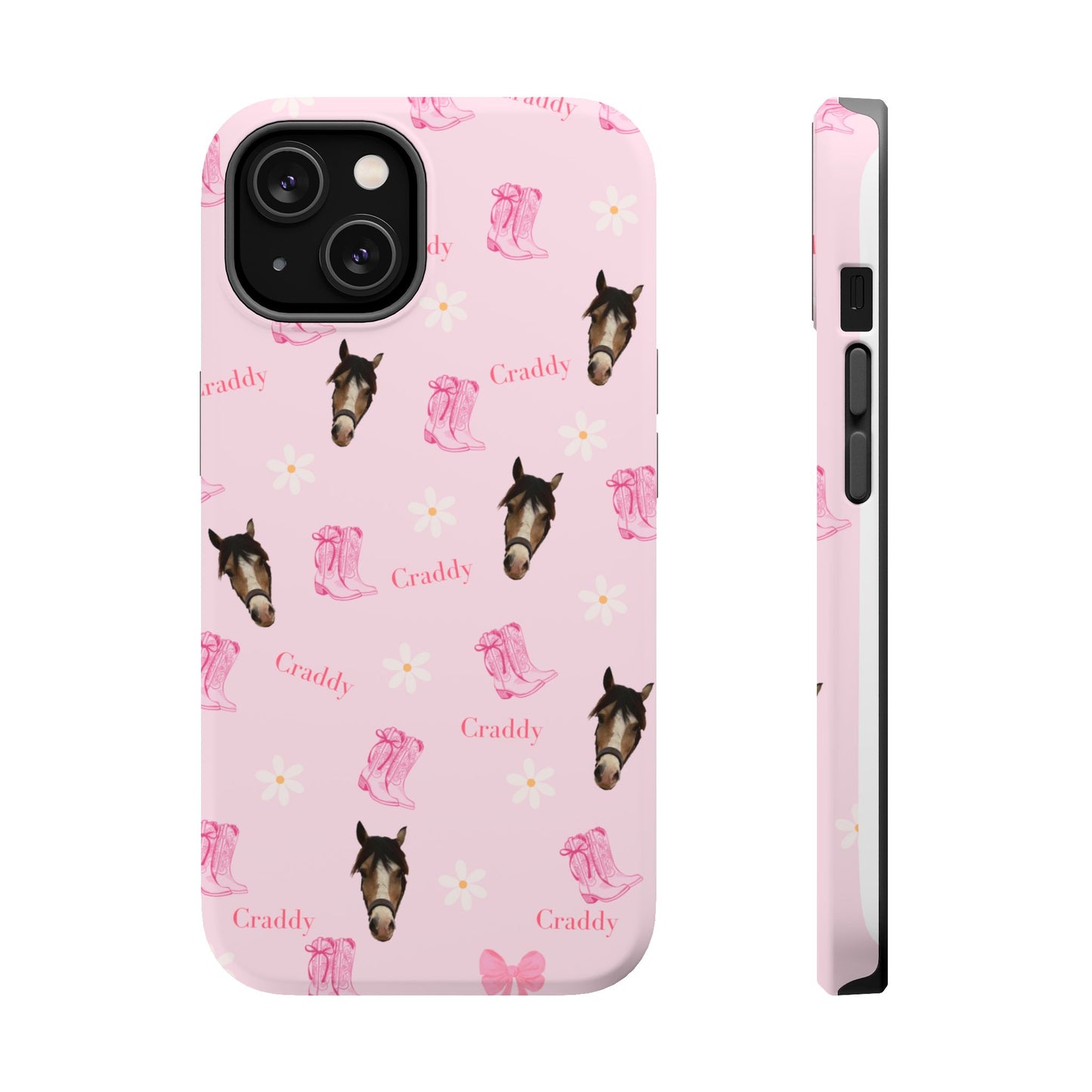 Pink Horse Pattern Magnetic Impact Case — Custom Equestrian iPhone Cover